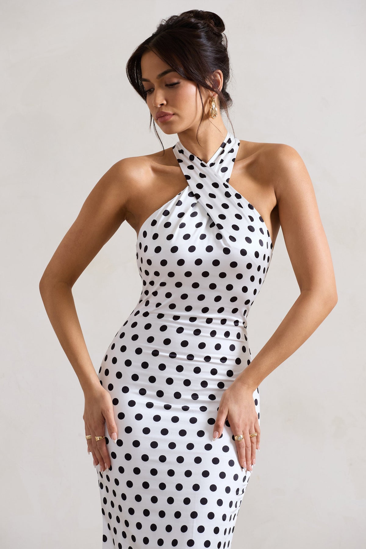 WB_CL126739135-UnstoppableWhitePolkaDotSatinCrossOverHalterNeckMaxiDress7