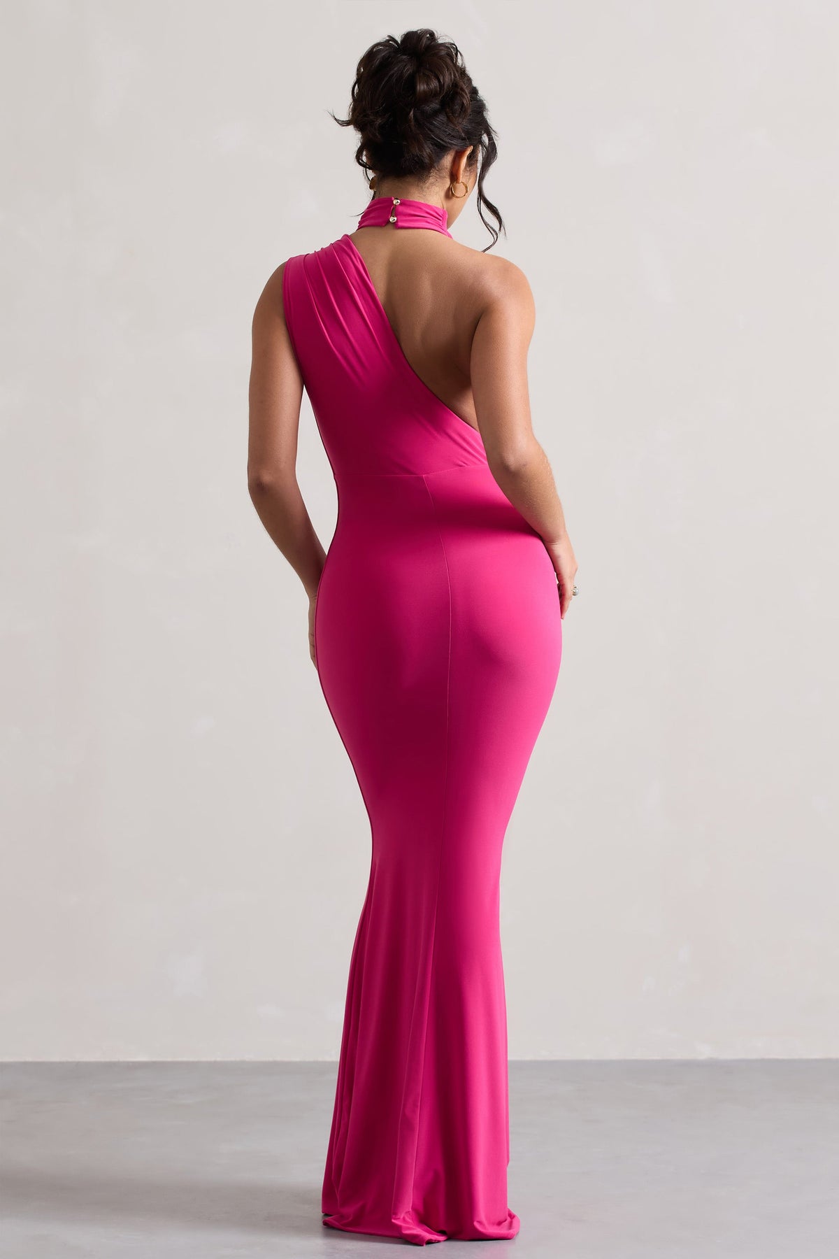 Capucine | Pink Asymmetric Draped Maxi Dress