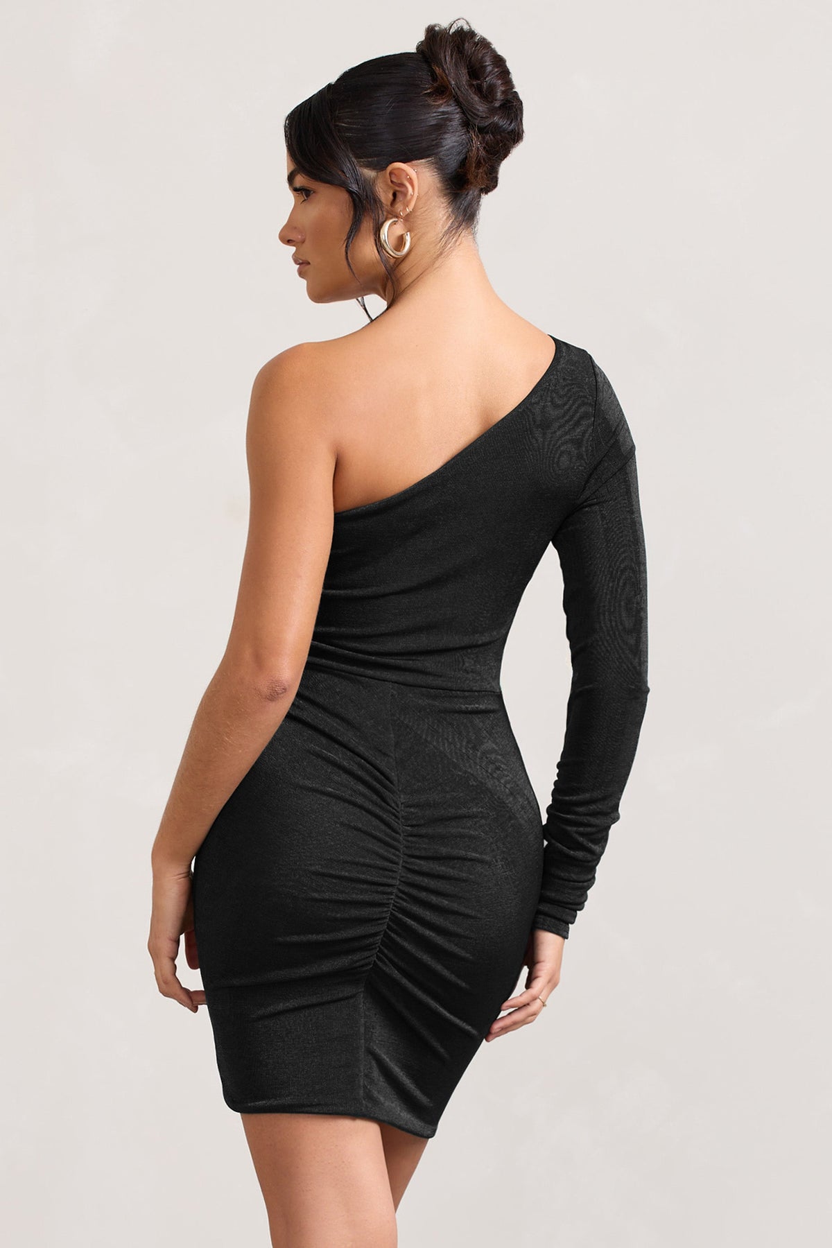 Now Strut | Black Asymmetric Twisted Bodycon Mini Dress