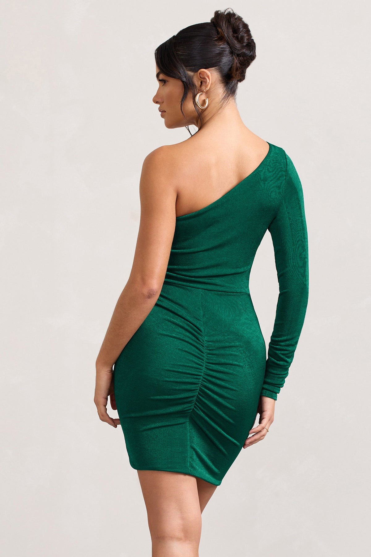 Now Strut | Bottle Green Asymmetric Twisted Bodycon Mini Dress