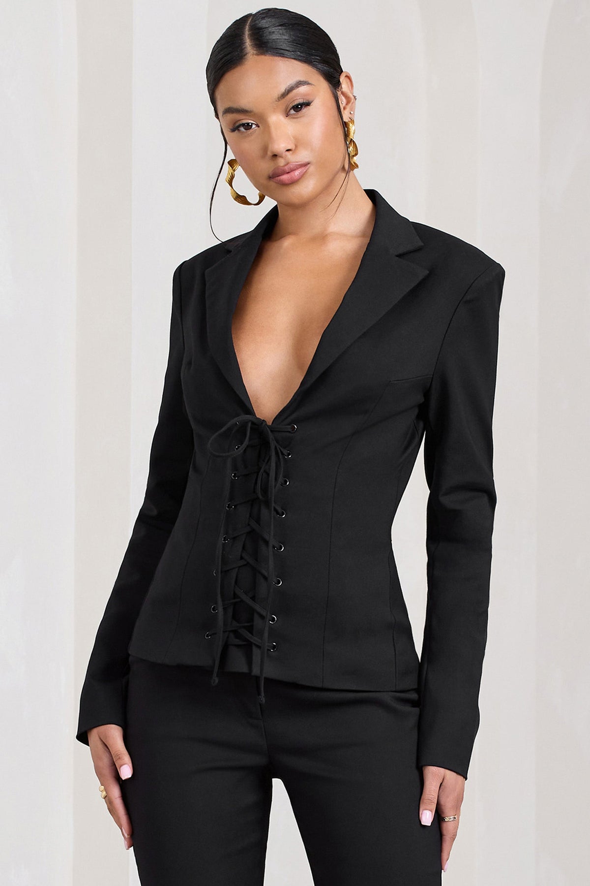 Runway Ready | Black Laced Corset Tailored Blazer