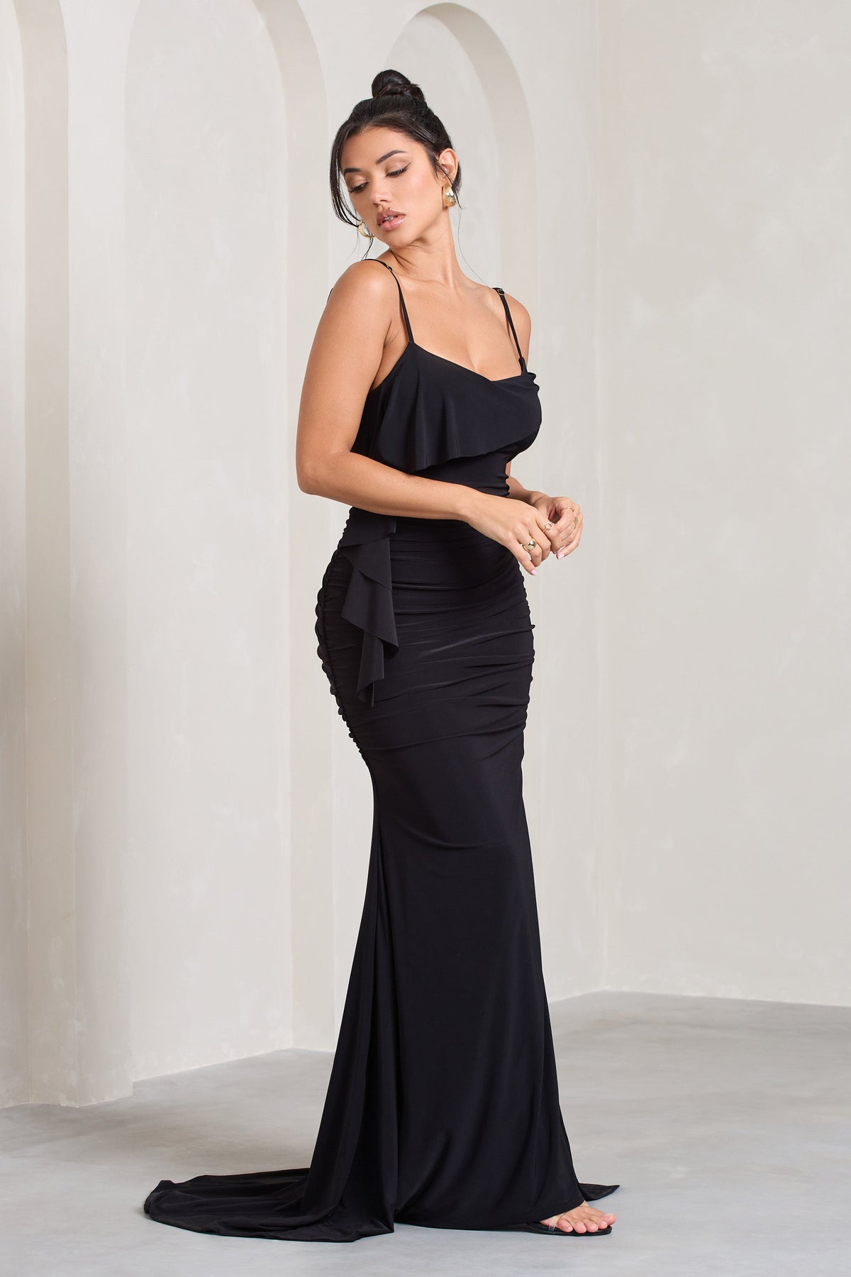 In Whispers | Black Split Maxi Dress