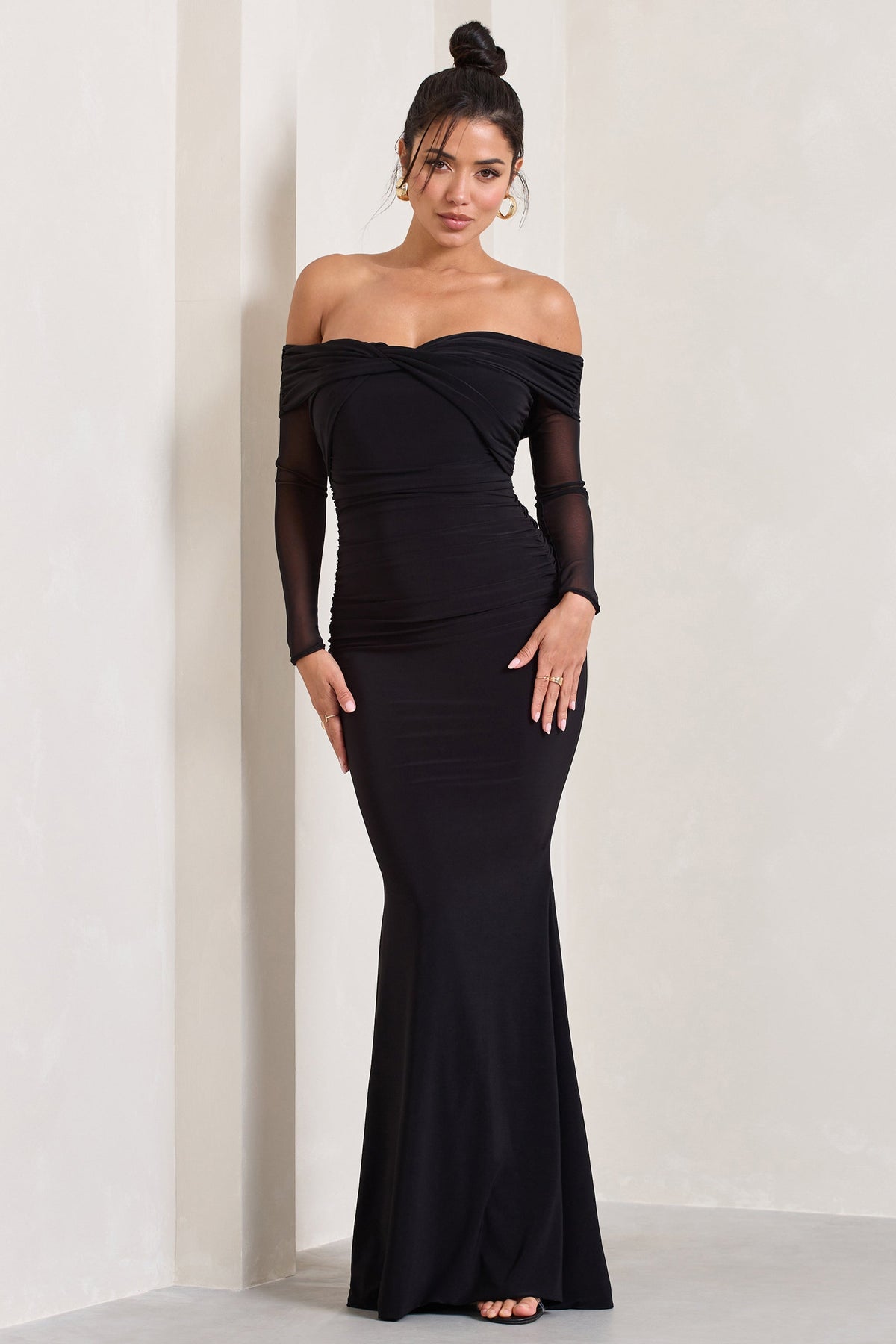 Alex | Black Bardot Twist Maxi Dress