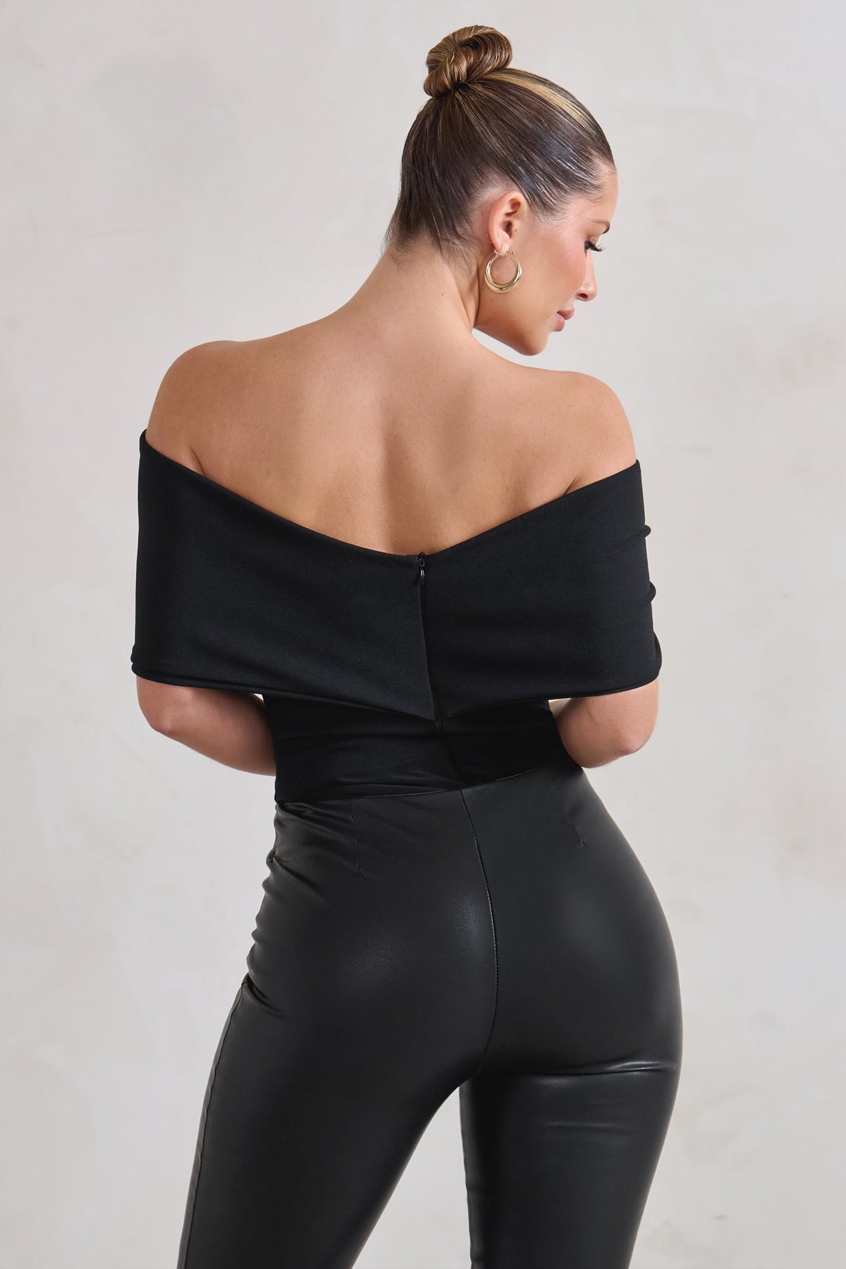 Lillian | Black Bardot Bow Detail Bodysuit