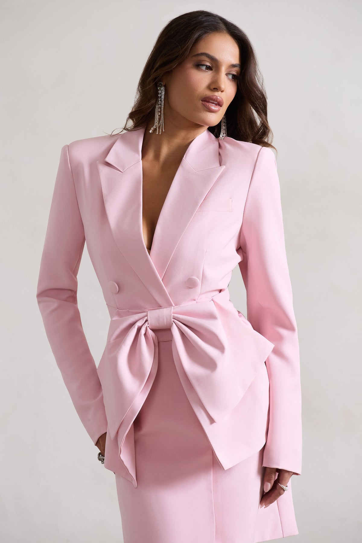 Prized | Pink Tailored Blazer Dress With Bow