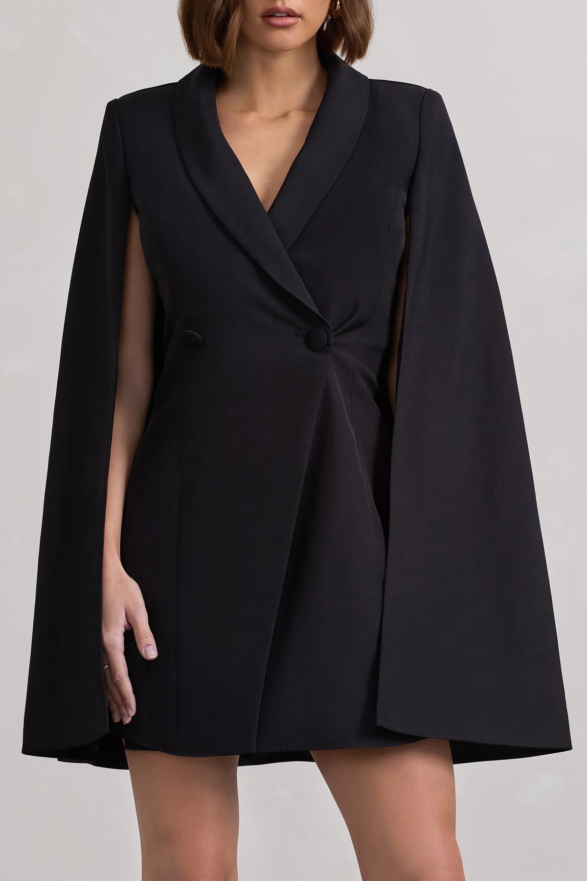 Suri | Black Tailored Cape Blazer Dress