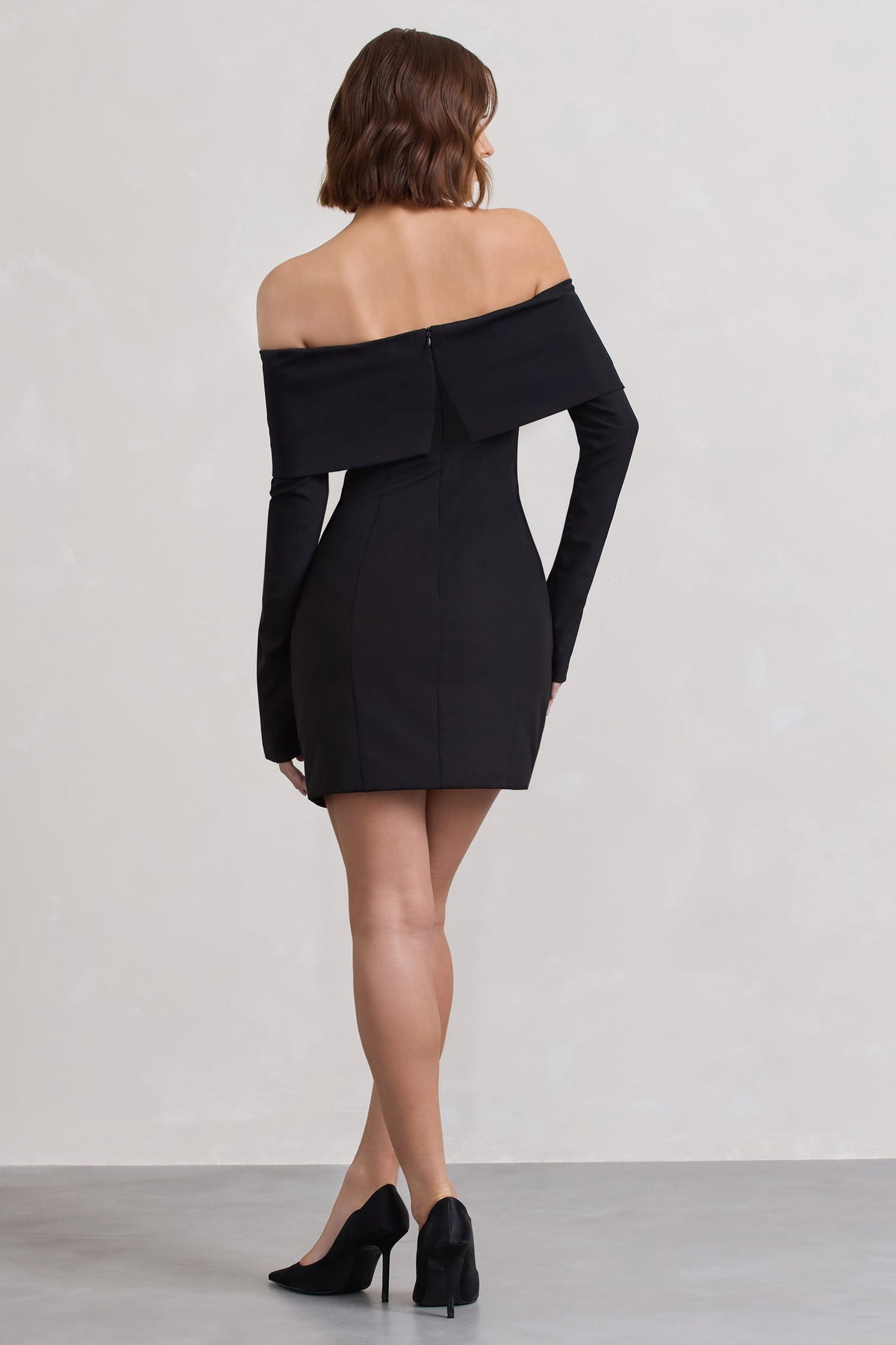 Tara | Black Bardot Tailored Blazer Dress