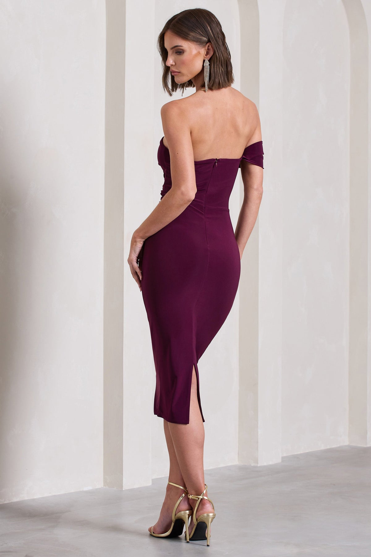 Eviana | Plum Bodycon Sleeveless Twist Midi Dress