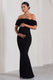 Inflorescence | Black Mesh Floral Bardot Maternity Maxi Dress