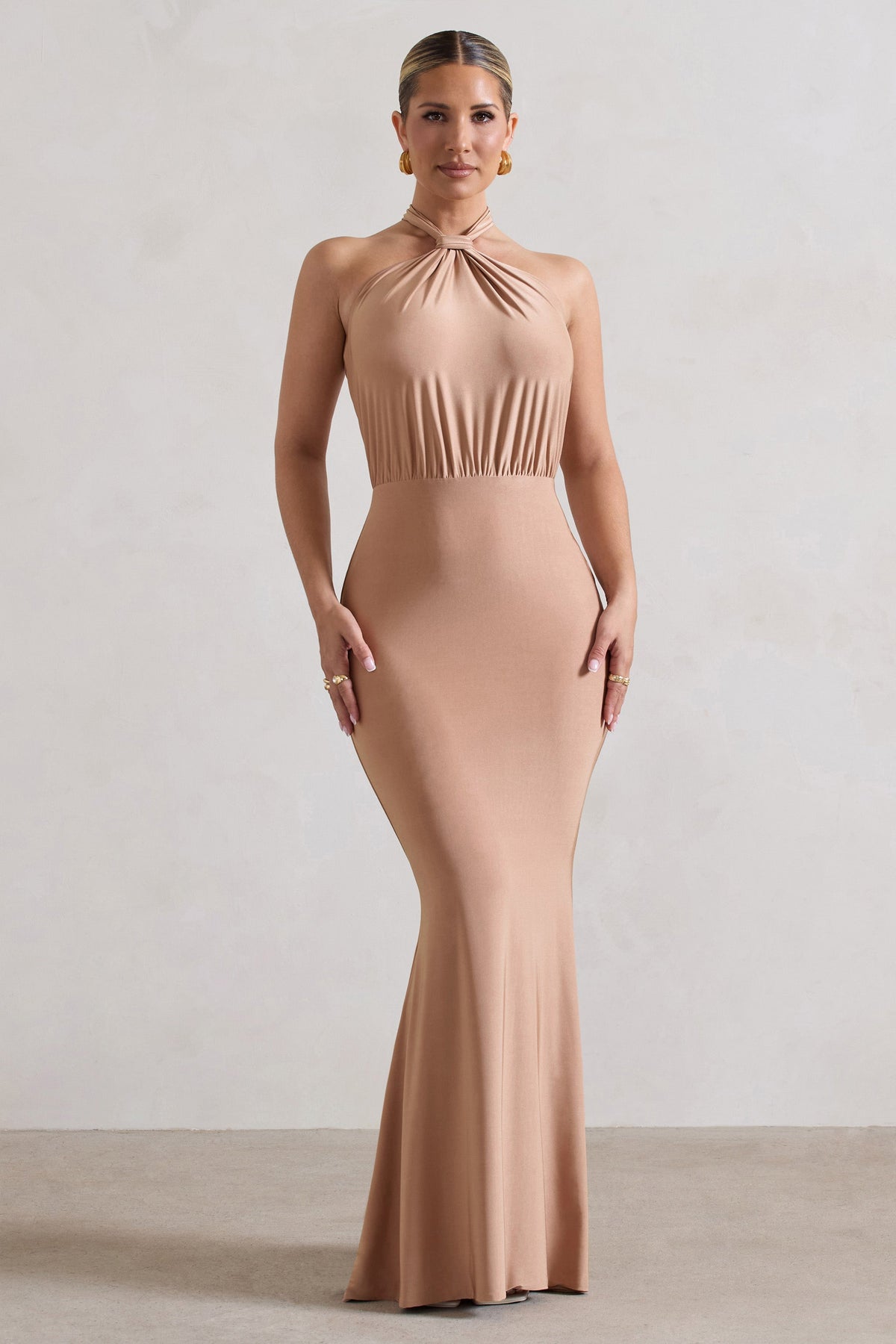 Vanessa | Sand Knot Halter-Neck Maxi Dress