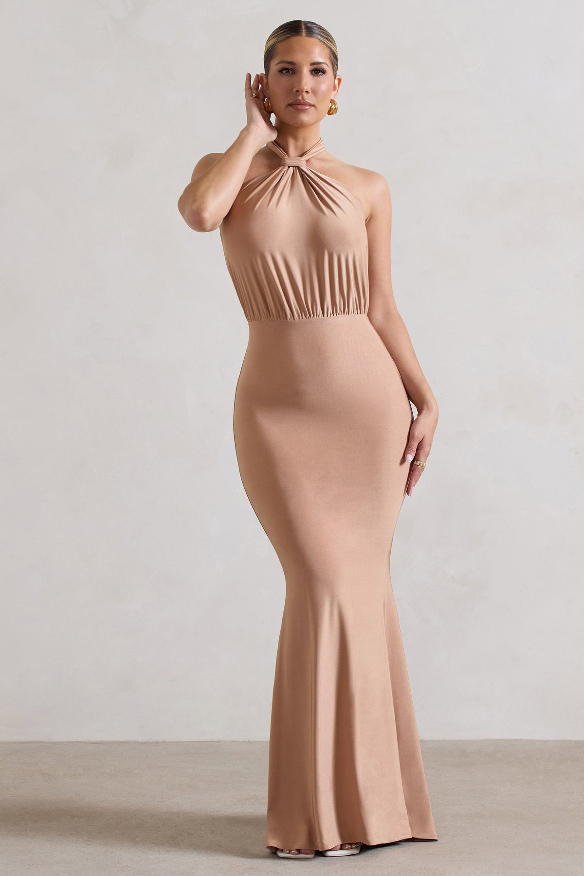 Vanessa | Sand Knot Halter-Neck Maxi Dress