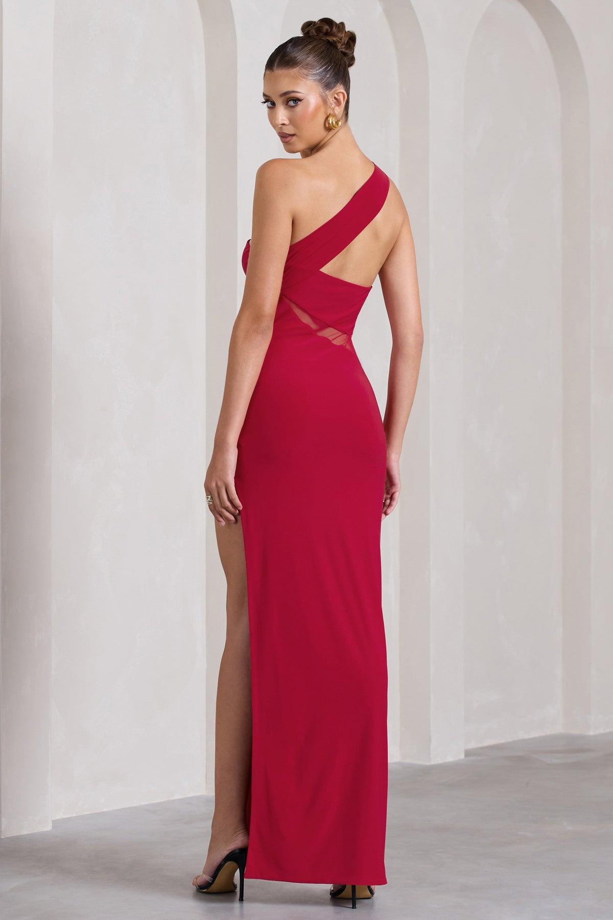 My Night | Red Asymmetric Sleeveless Cut-Out Split Maxi Dress