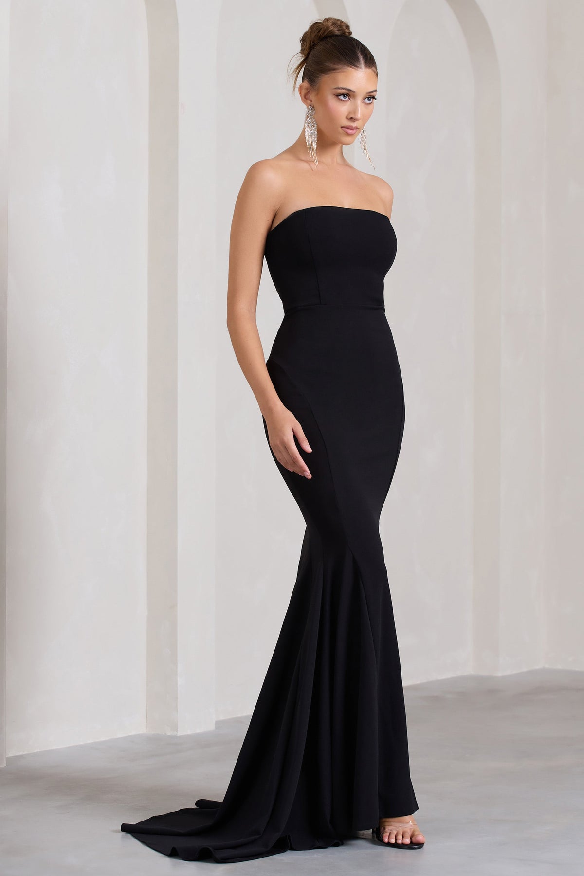 Impress Me | Black Strapless Bandeau Fishtail Maxi Dress