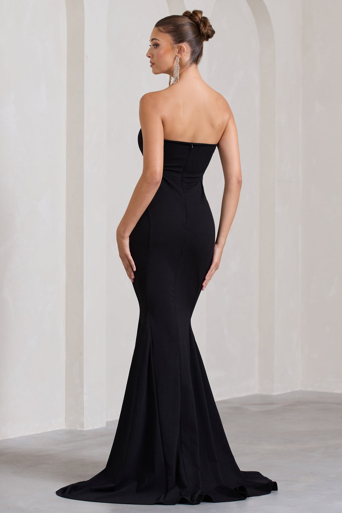 Impress Me | Black Strapless Bandeau Fishtail Maxi Dress