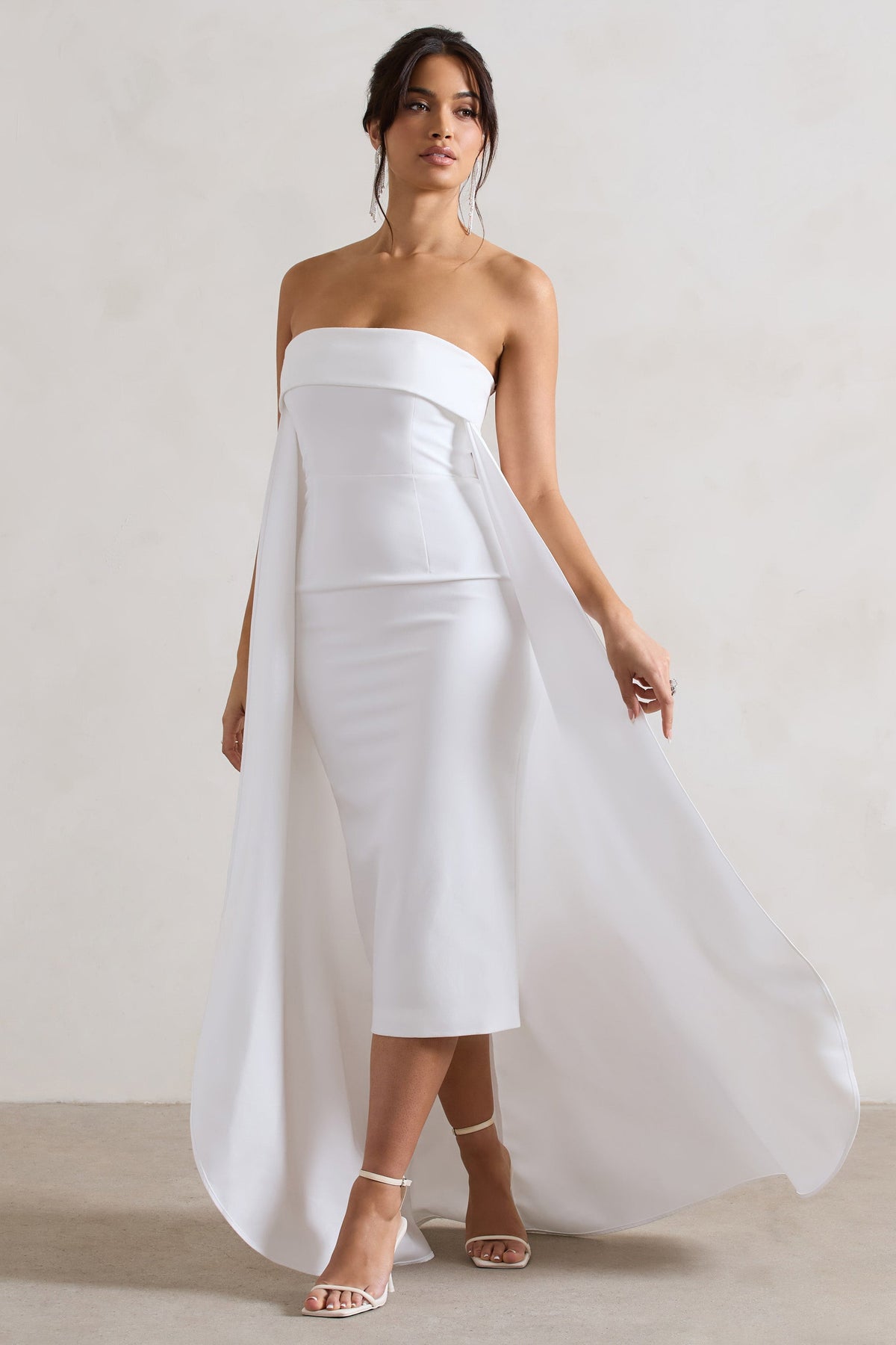 cream bandeau midi dress Ladies - Cream Dual-Fabric Bandeau Dress - Size: L