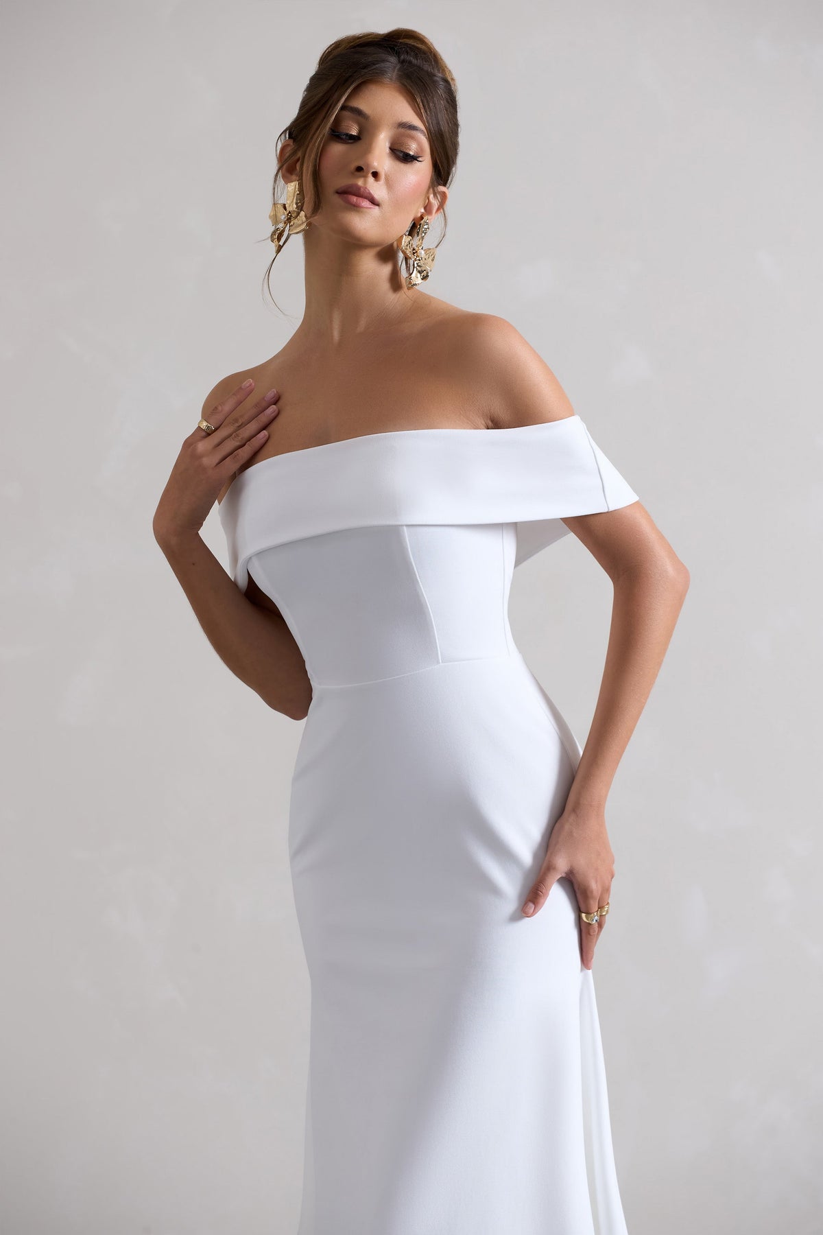 Windsor | White Bardot Midi Dress