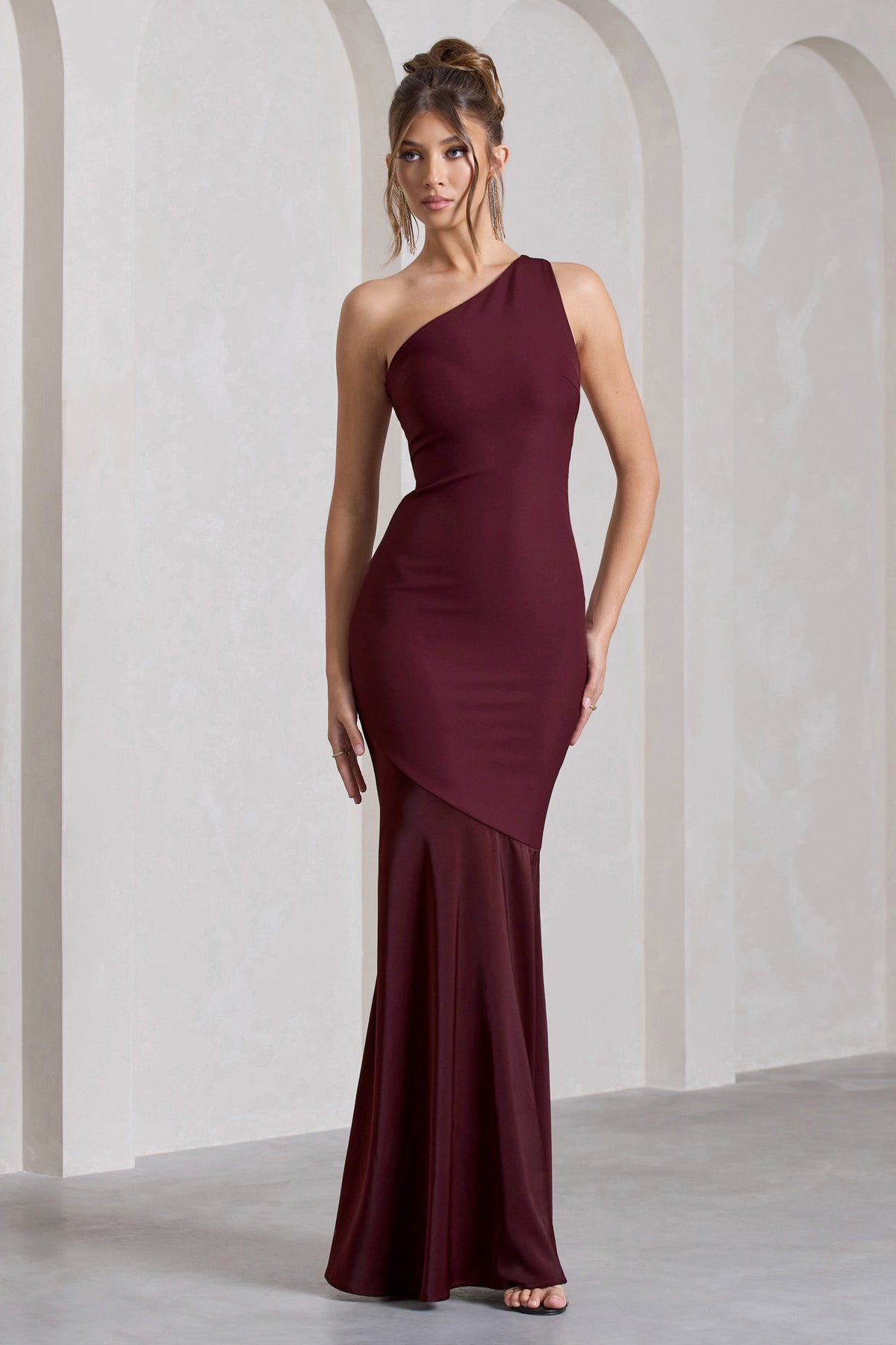 Passion | Plum Asymmetric Cut-Out Fishtail Maxi Dress