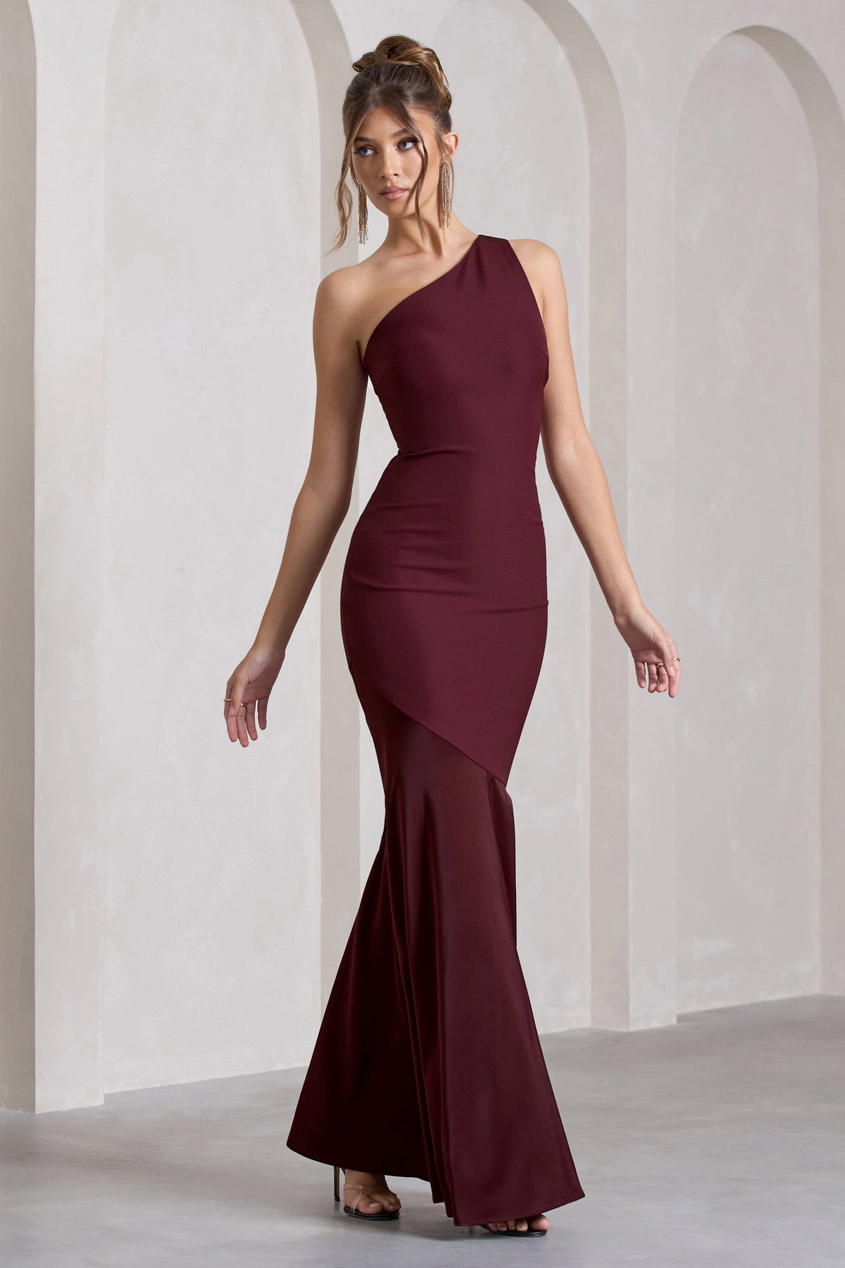 Passion | Plum Asymmetric Cut-Out Fishtail Maxi Dress