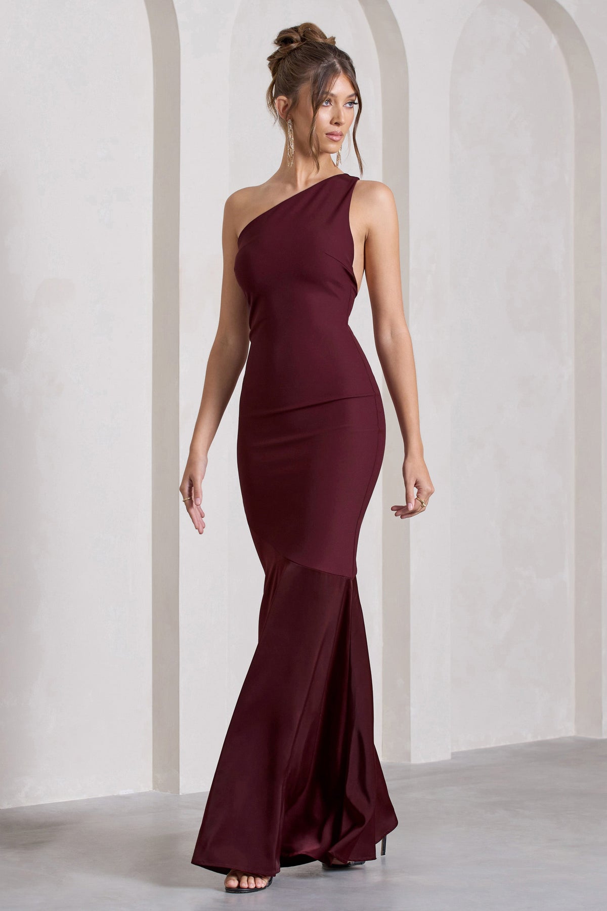 Passion | Plum Asymmetric Cut-Out Fishtail Maxi Dress