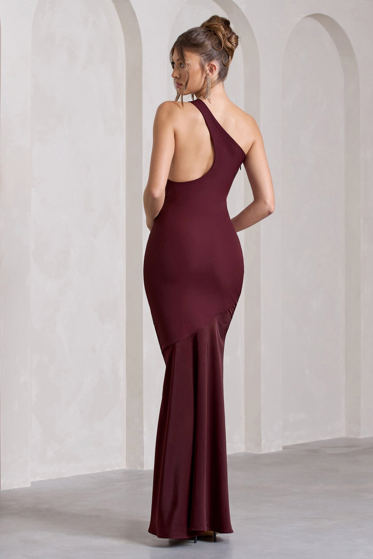 Passion | Plum Asymmetric Cut-Out Fishtail Maxi Dress