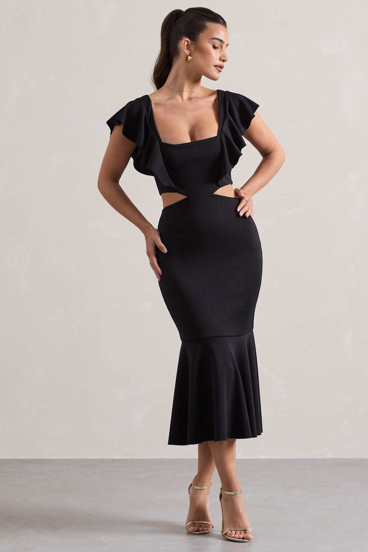 square neck cut out dress SQUARE NECK CUT OUT DRESS