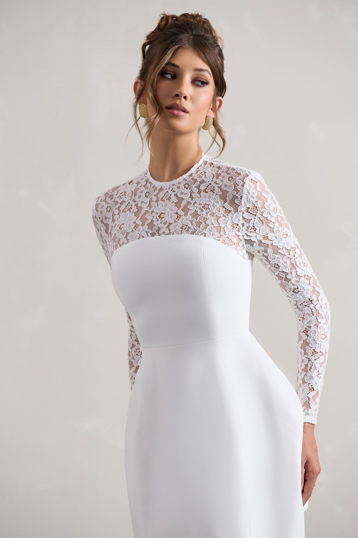 Birdie | White Lace Long-Sleeve Mini Dress