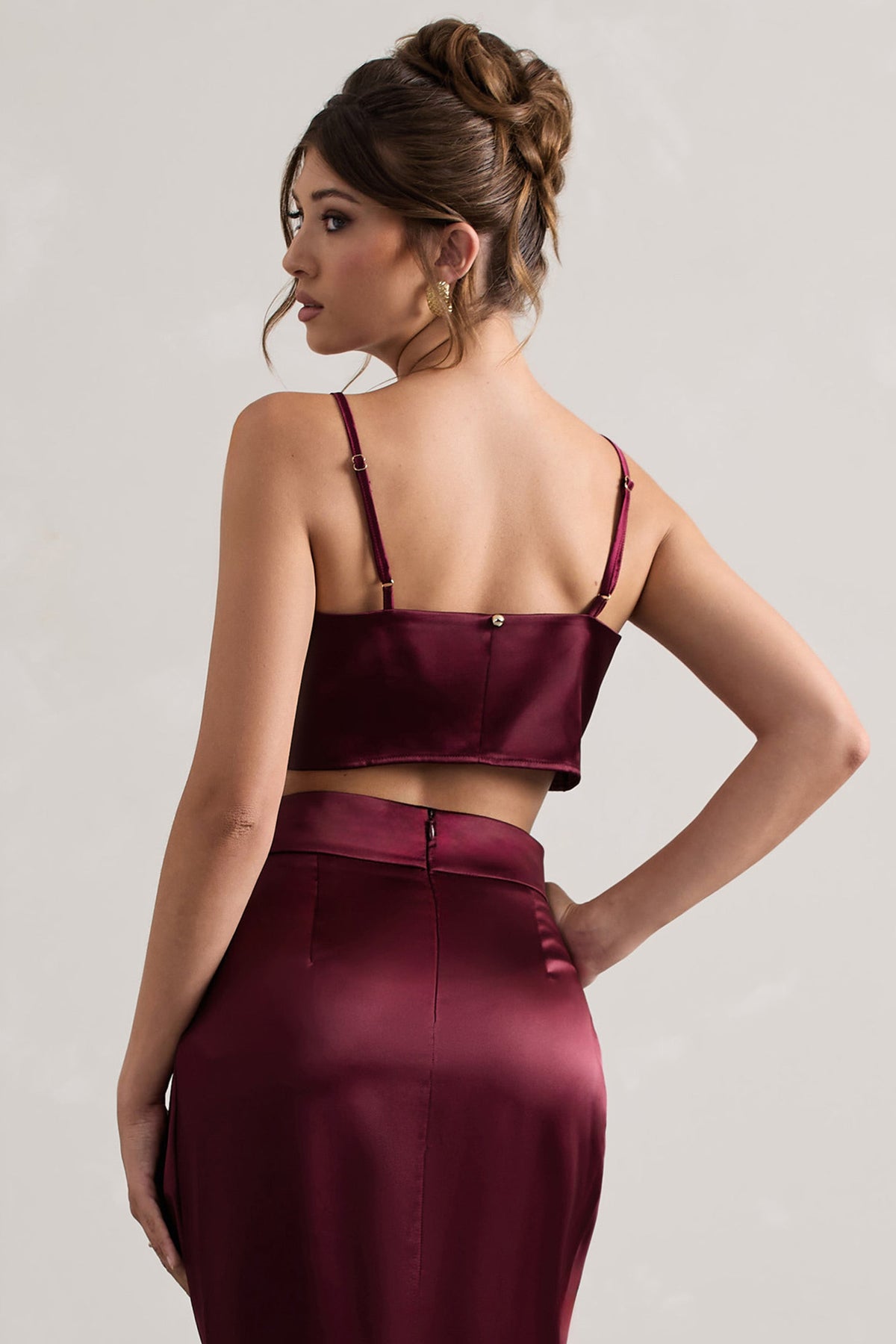 Fawn | Plum Satin Cami Crop Top