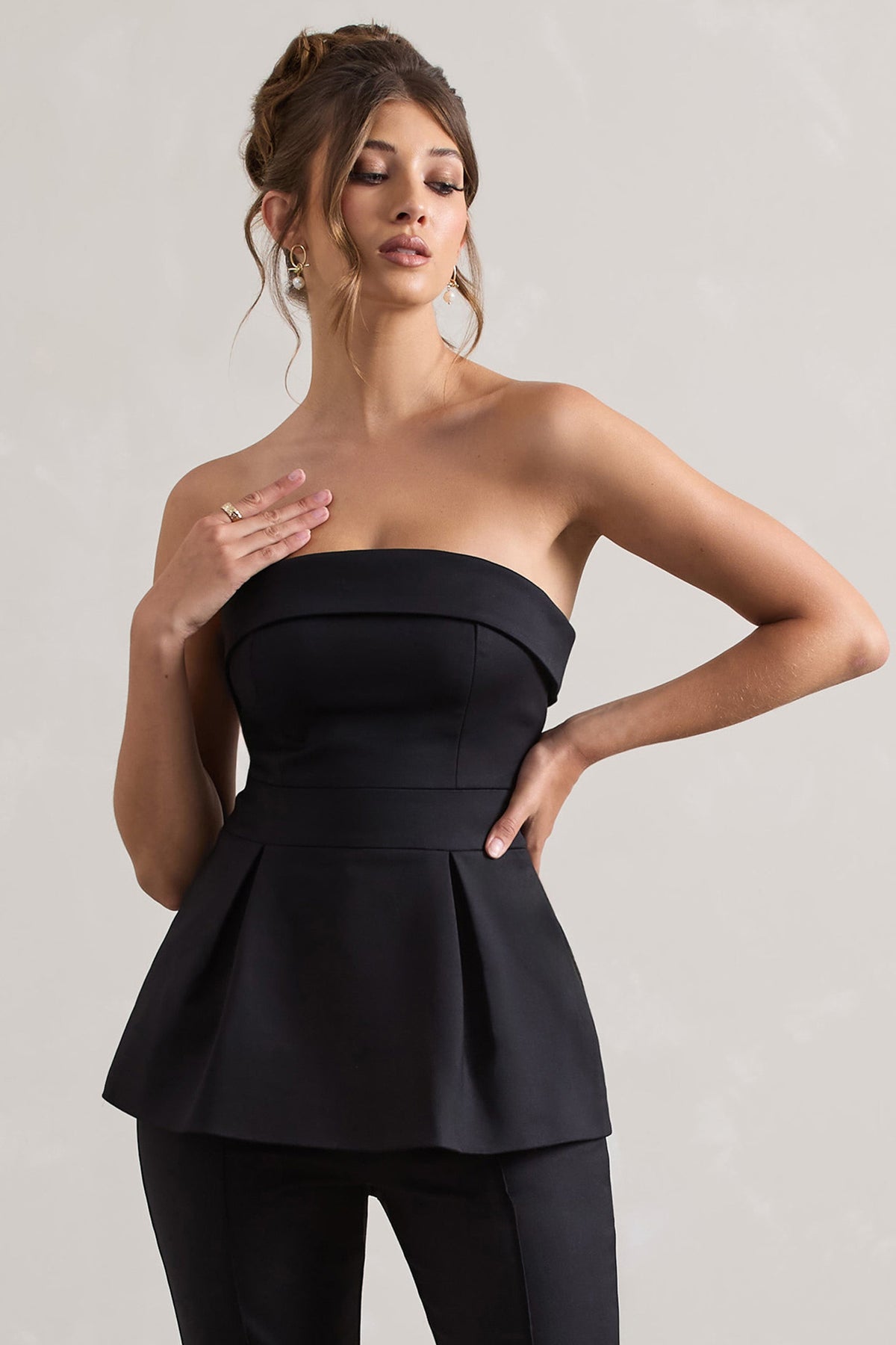 Arrow | Black Strapless Tailored Top