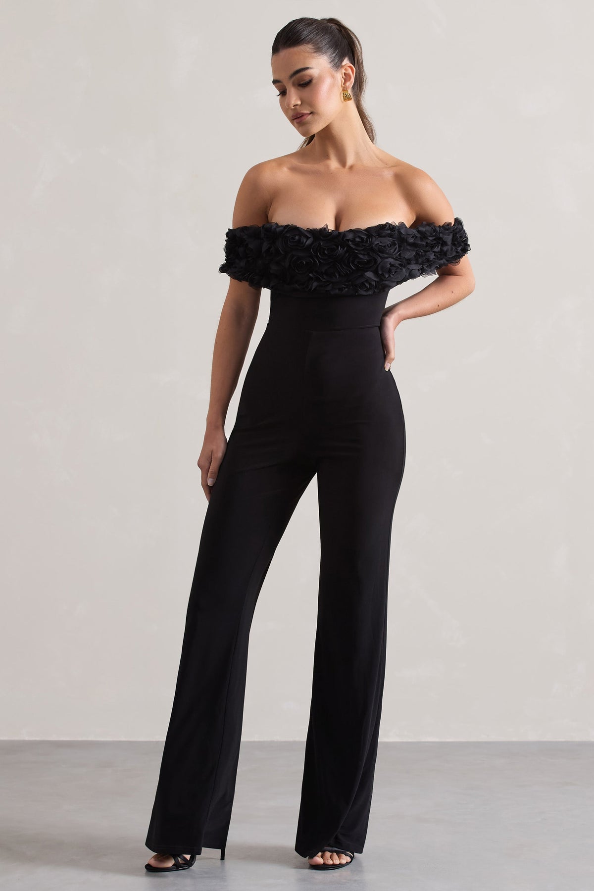 Botanique | Black Floral Bardot Jumpsuit