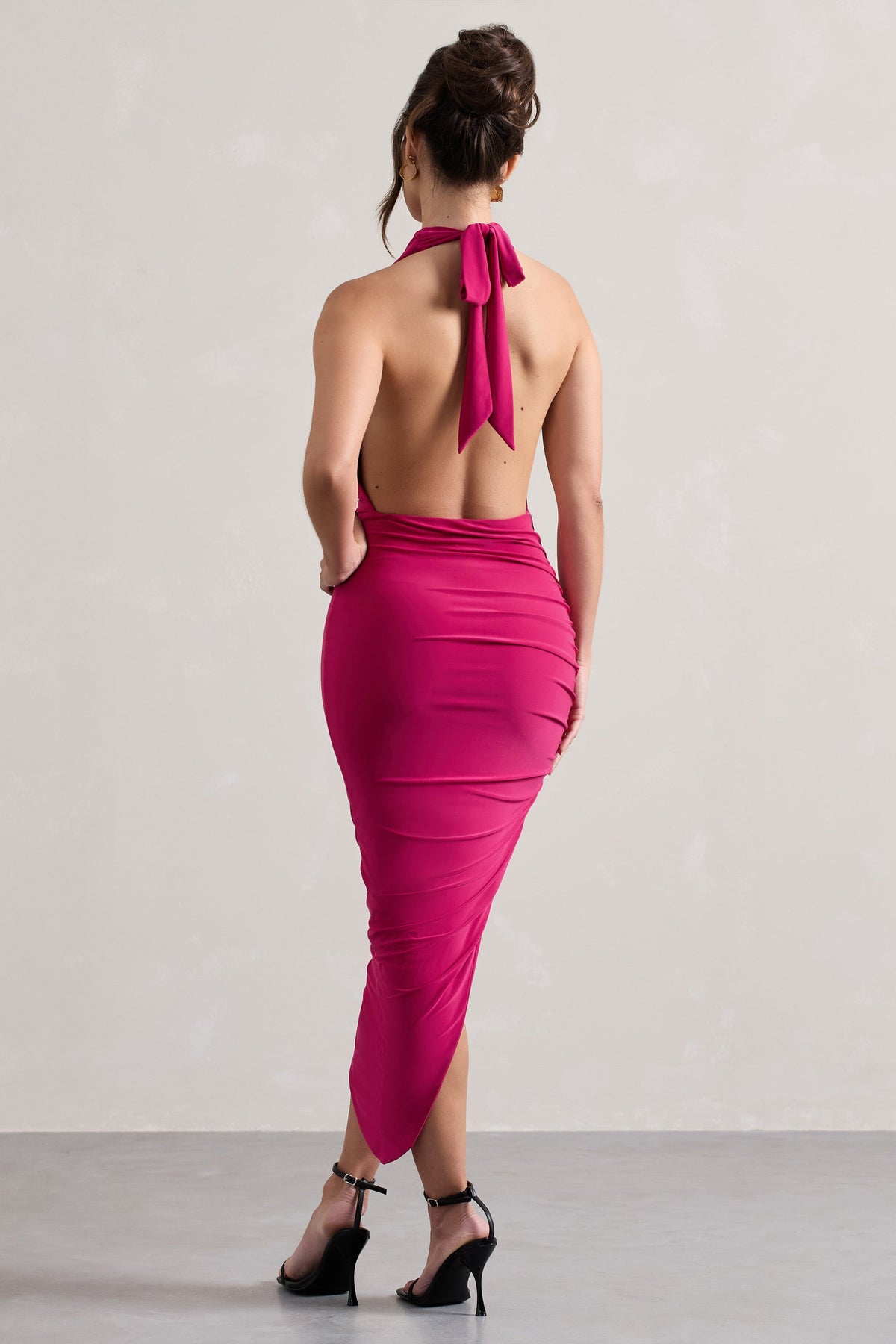 pink asymmetric cowl neck maxi dress One Shoulder Cowl Front Maxi Dress In Baby Pink | EGO US