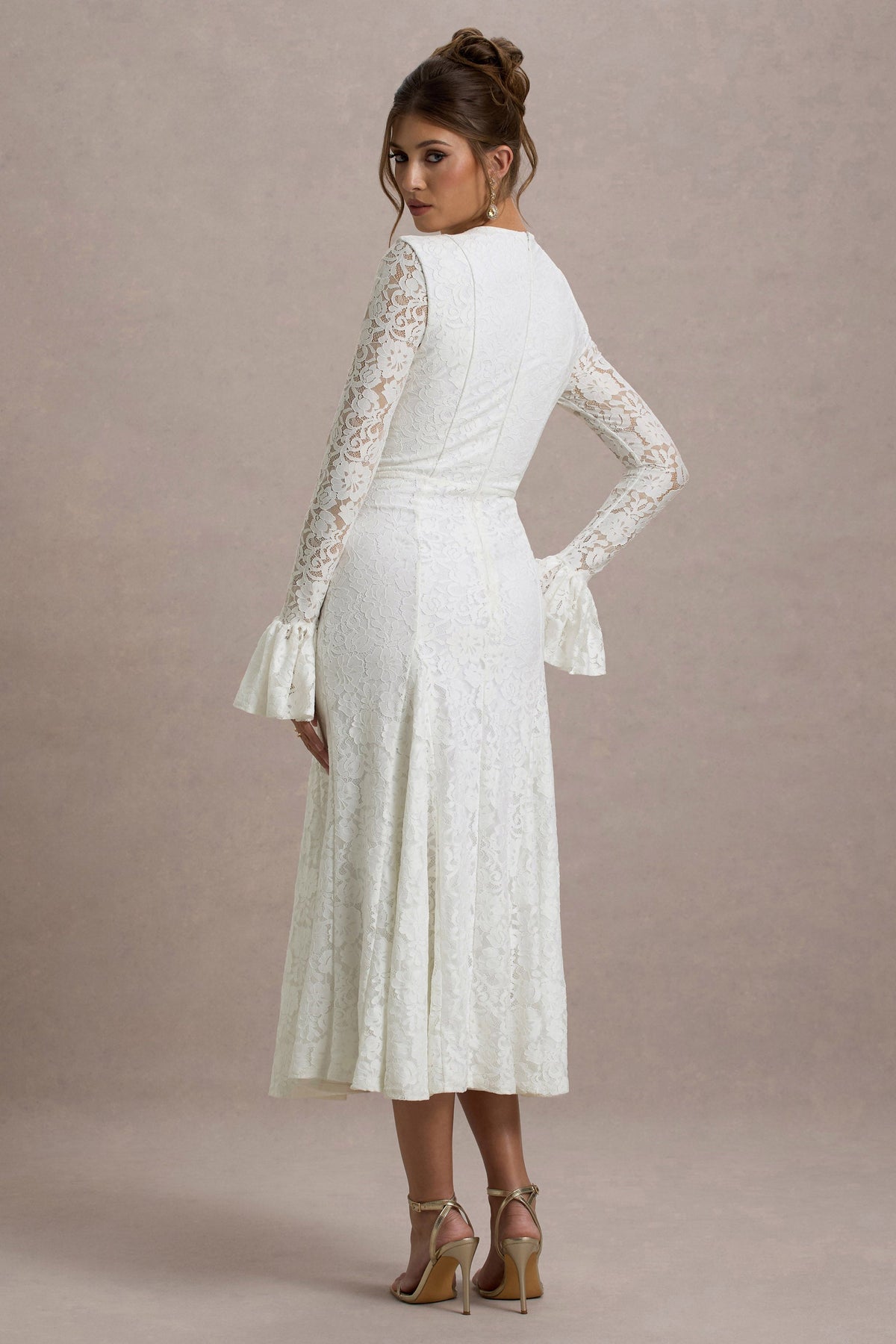 For Life | Cream Lace Long-Sleeve Midi Dress