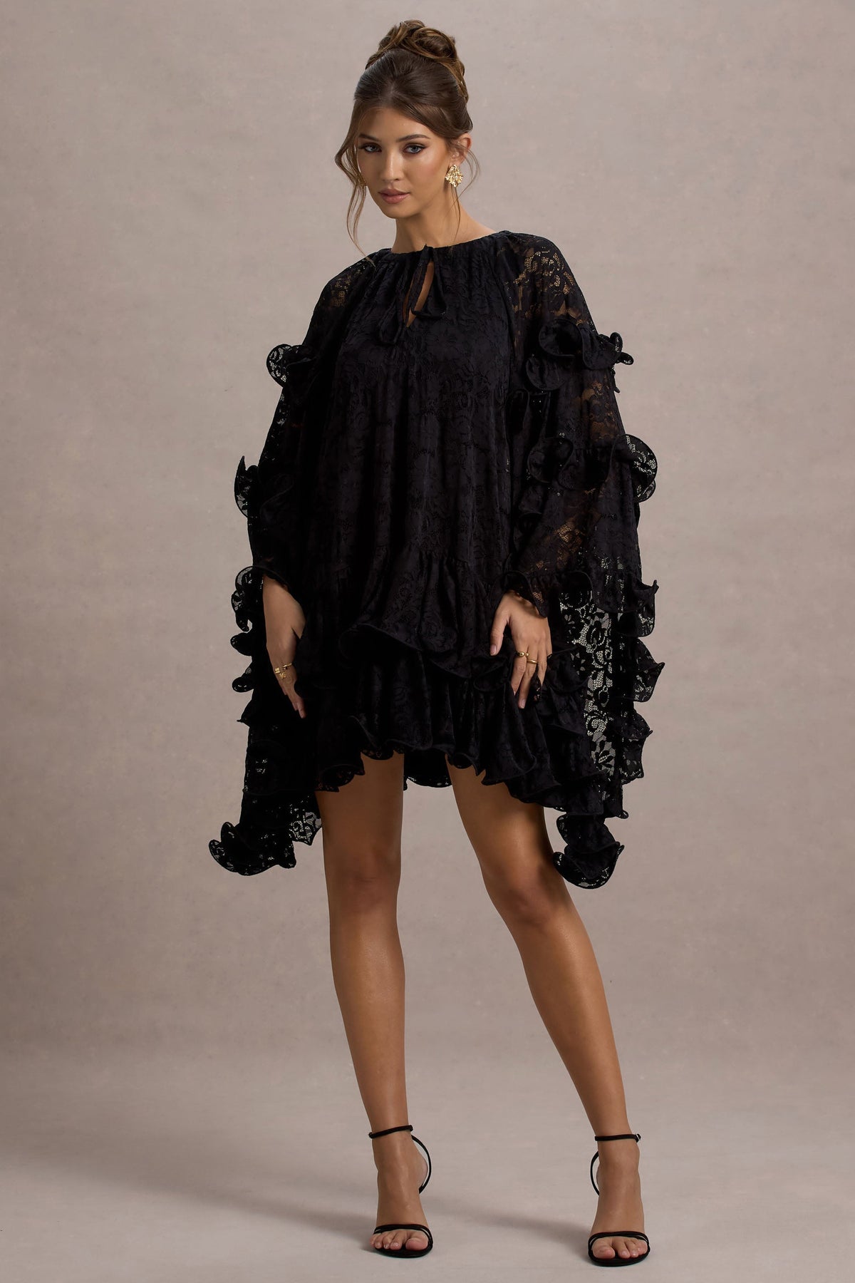 dress lace black club spring Spring Dress Party Women Lace Summer Maxi Dress Strapless Cascading Ruffle Dress Hollow Out Female Party Dresses Night Club Daily Lace Pattern Cutout