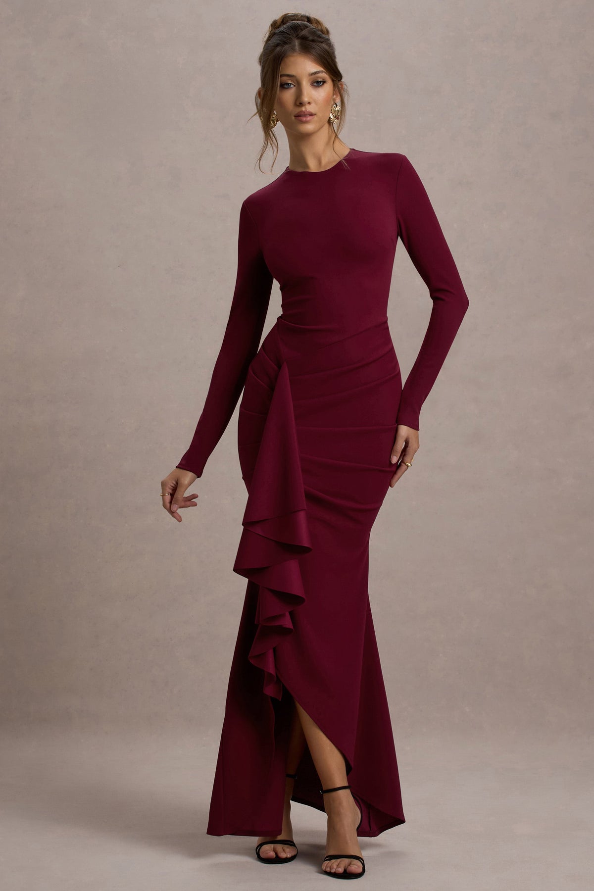 long sleeve lace insert crinkle maxi dress in berry ASOS | Dresses | Asos Design Long Sleeve Lace Insert Crinkle Maxi Dress In Berry Womens Us 4