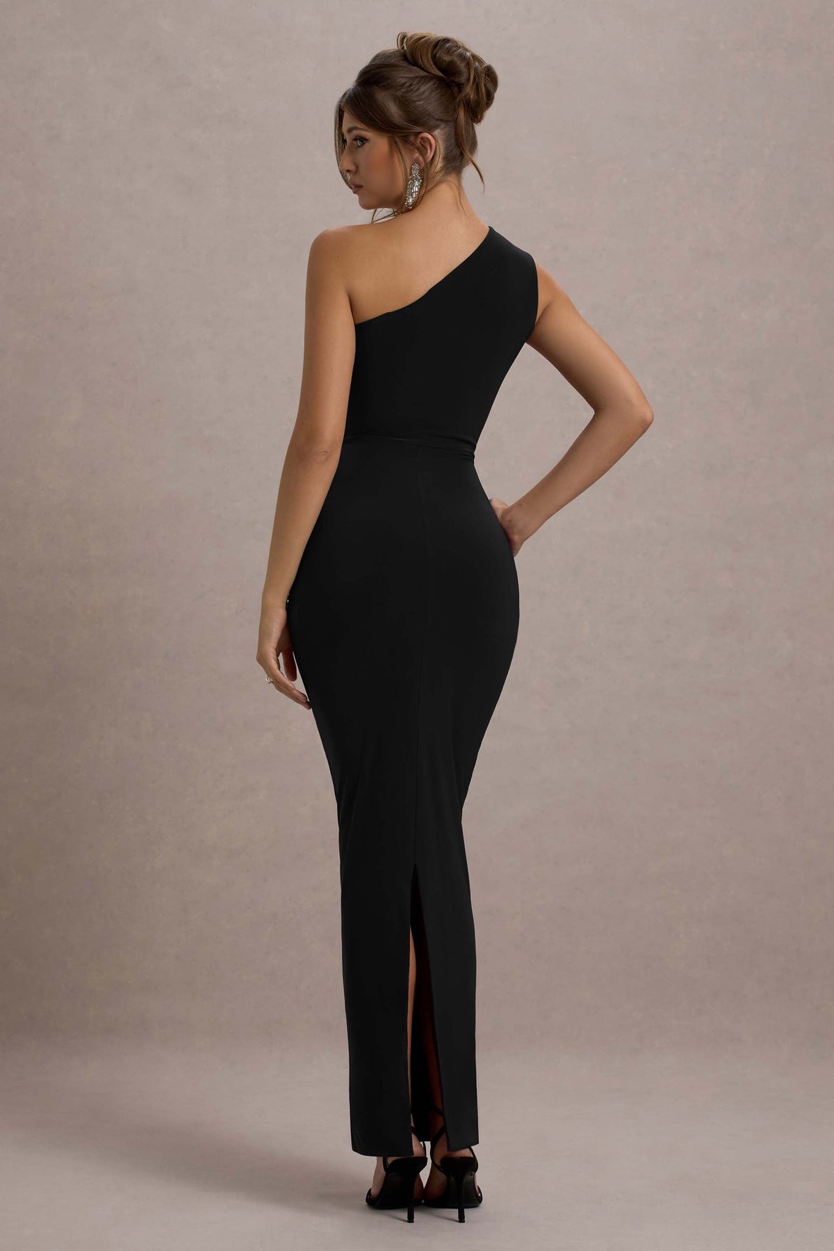 Dalarie | Black One-Shoulder Gathered Maxi Dress