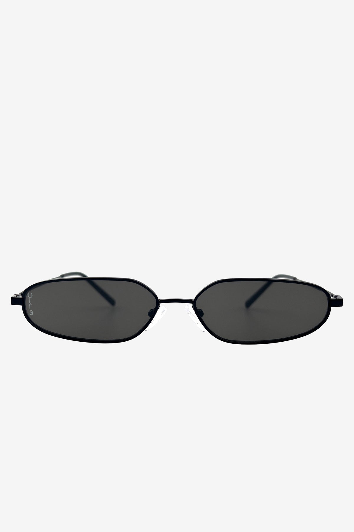 Drew | Otra Black Metal Thin Rectangular Sunglasses