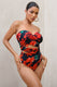 Oyster | Multi Print Wrapped Bardot Swimsuit