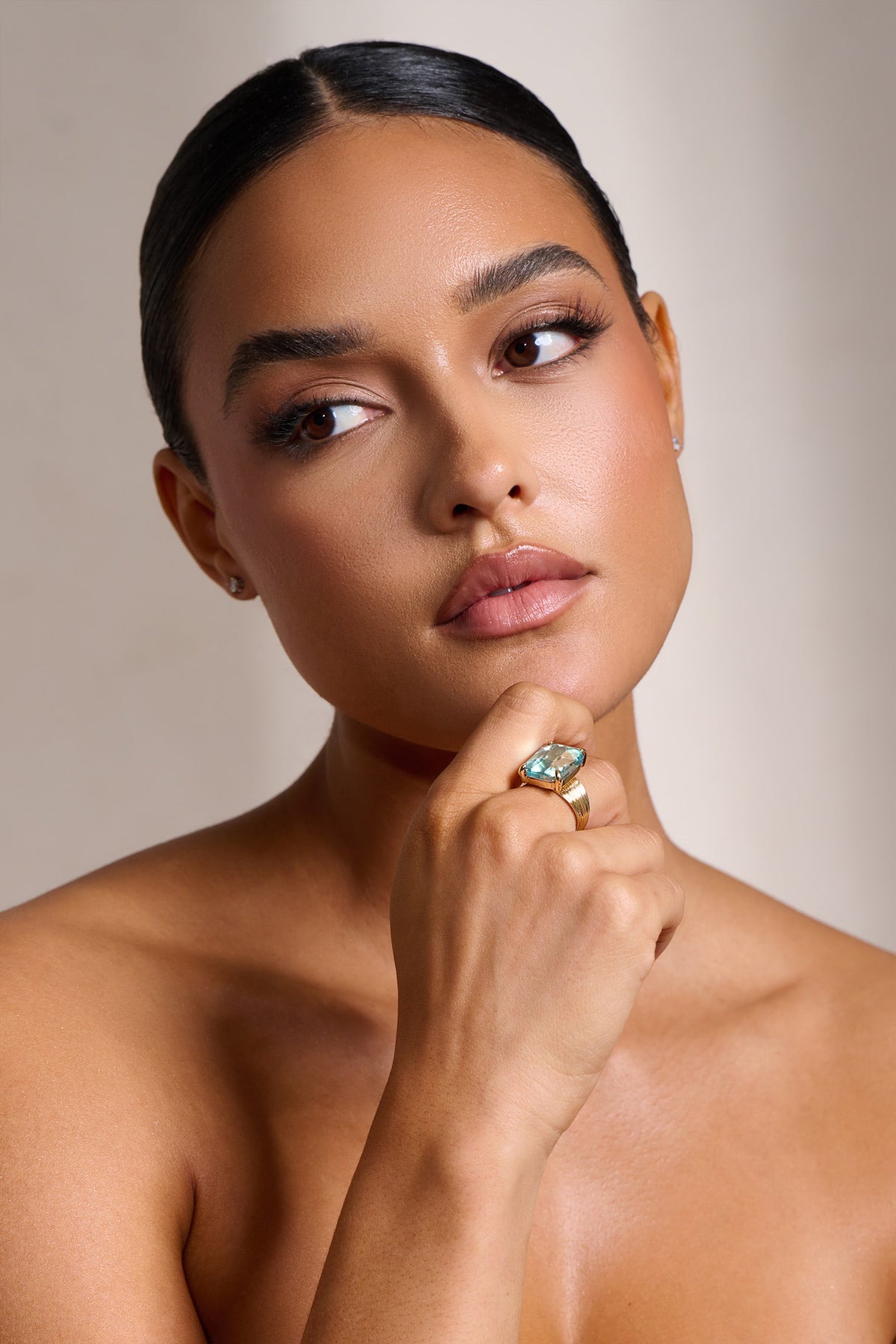 Sandra | Aqua Gold Statement Ring