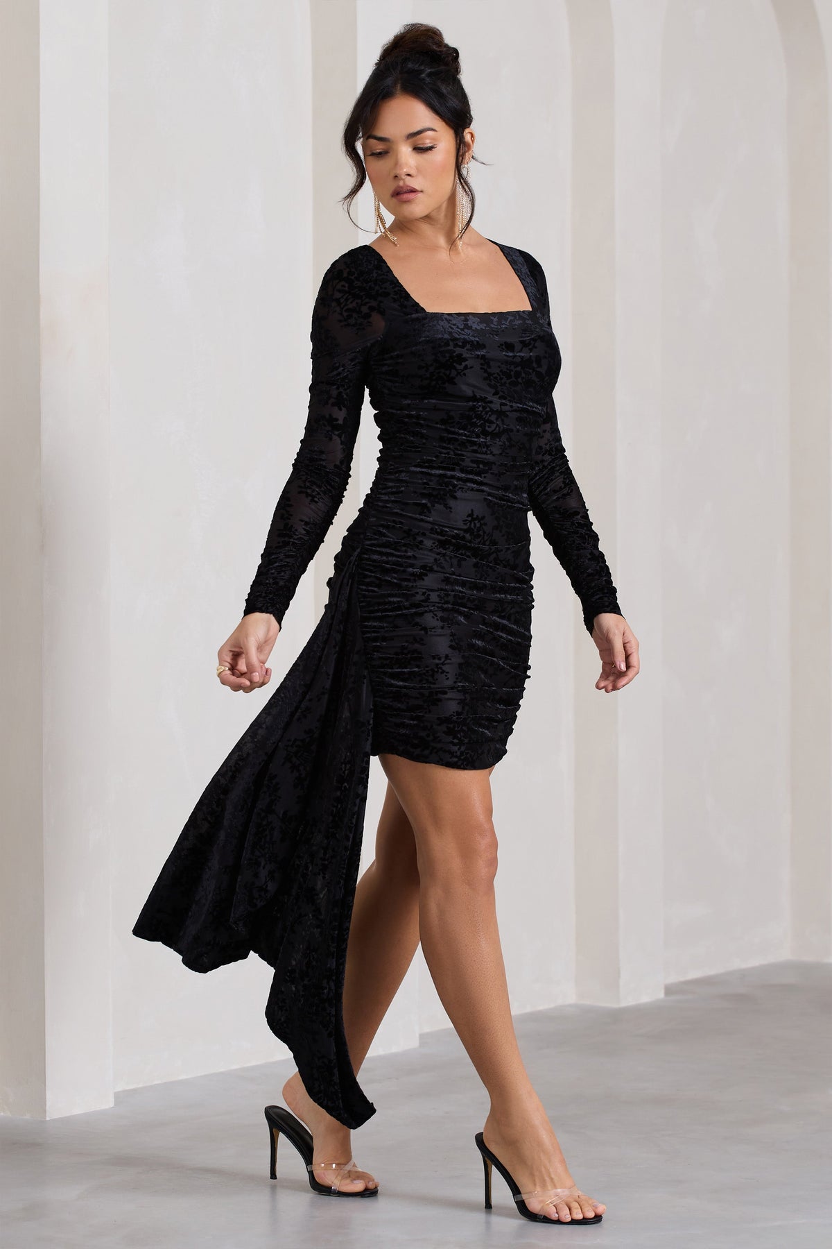 black velvet floral dress Skye Floral Burnout Velvet Dress