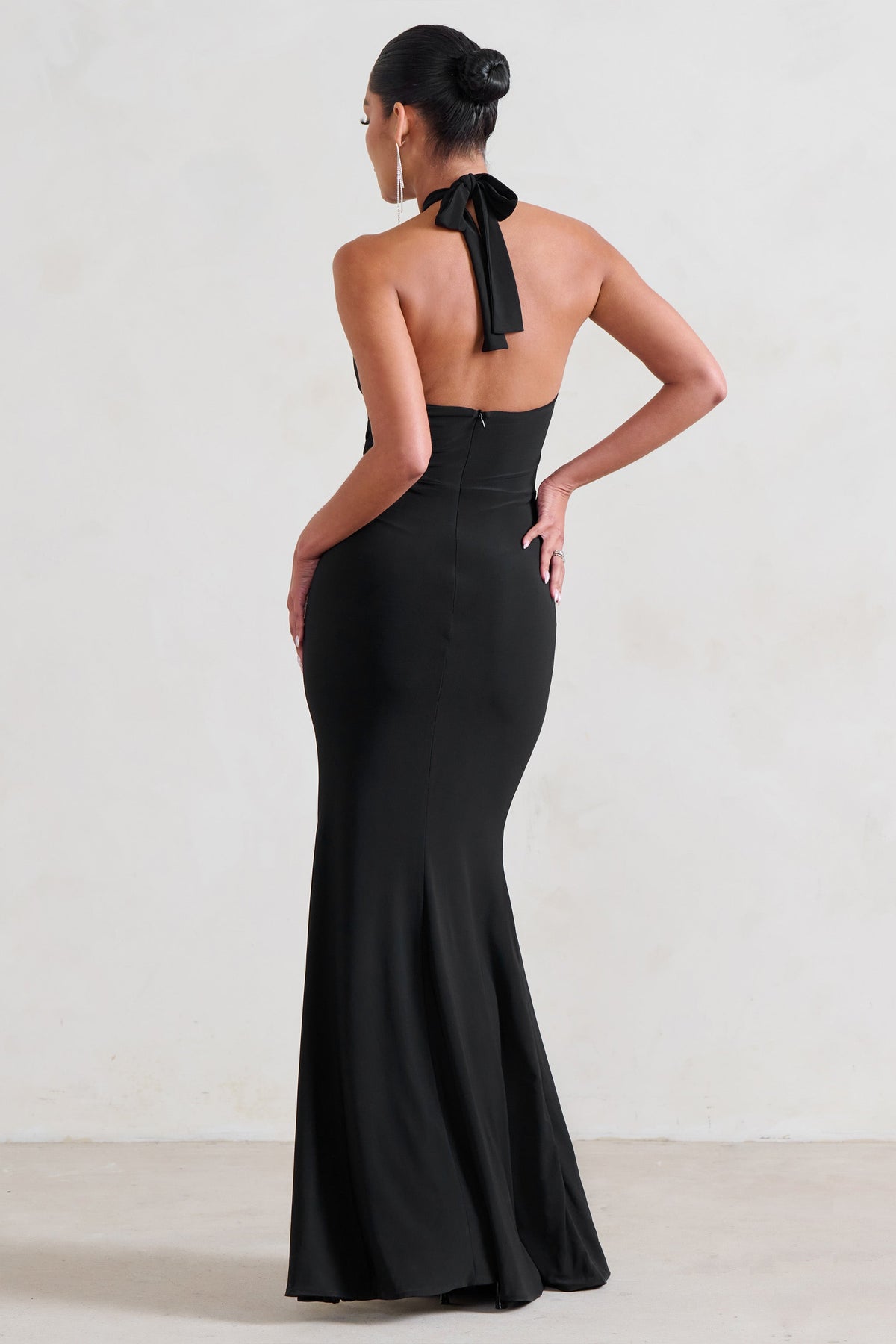 Luxuria | Black Halter Cut Out Maxi Dress