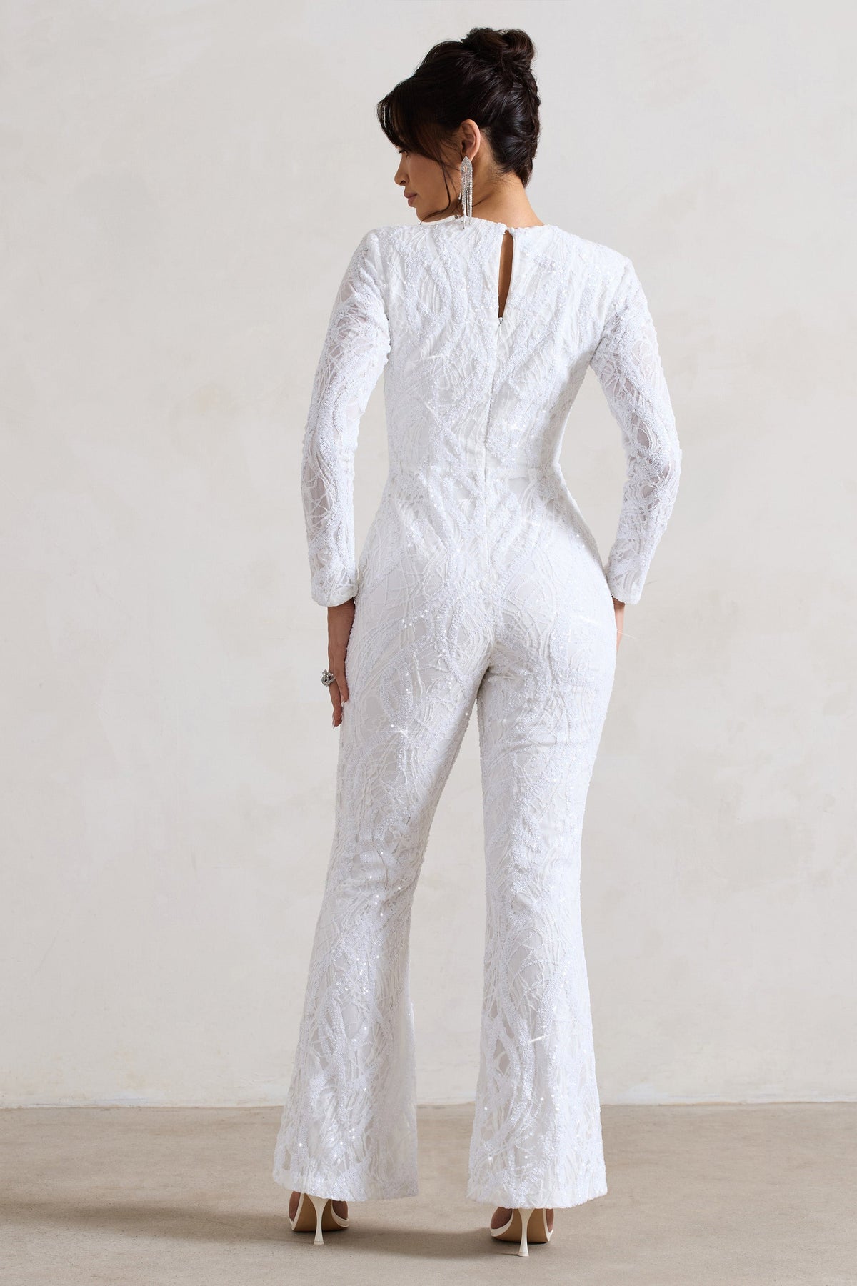 Vesper | White Sequin Wide-Leg Jumpsuit