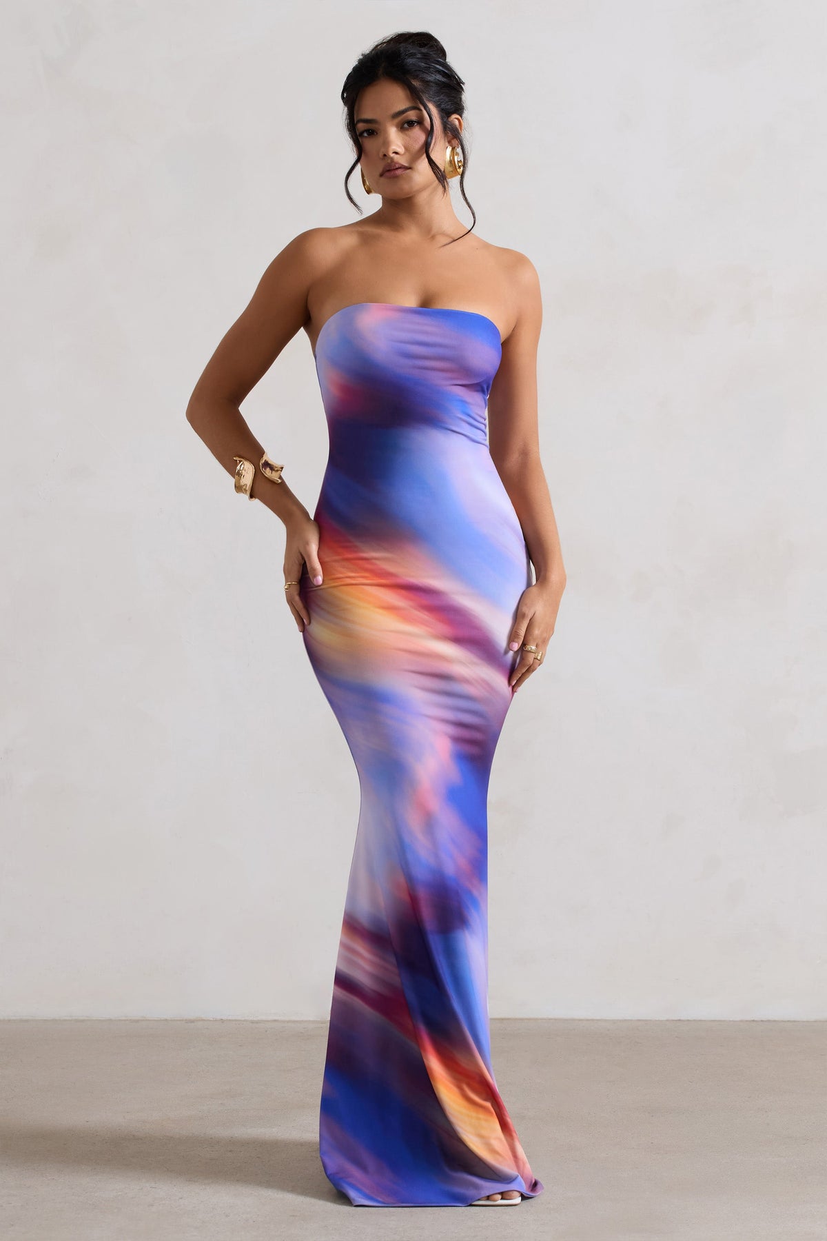 Ceremony | Ombre Print Bandeau Fishtail Maxi Dress