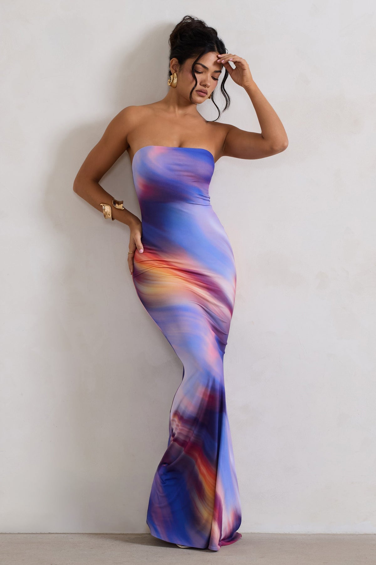Ceremony | Ombre Print Bandeau Fishtail Maxi Dress
