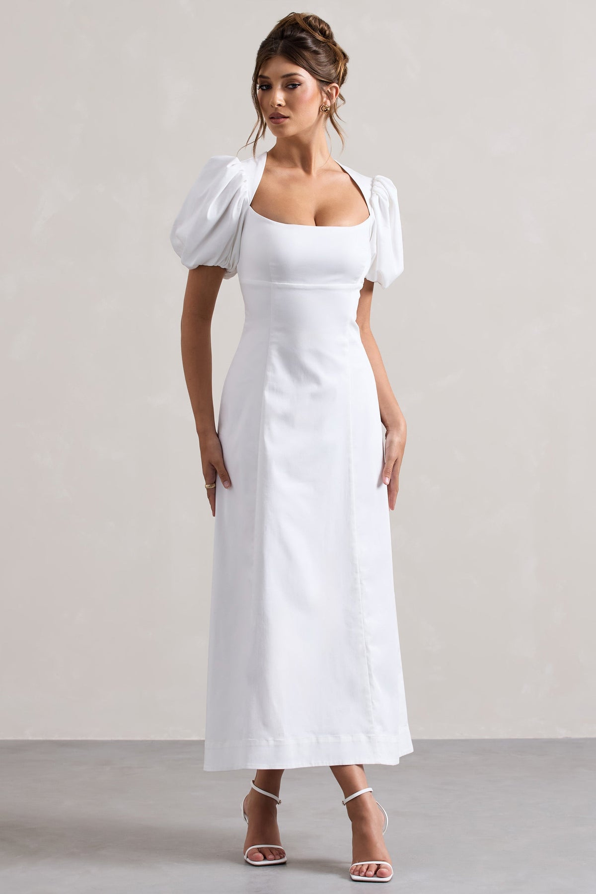 Hacienda | White Poplin Puff-Sleeve Maxi Dress