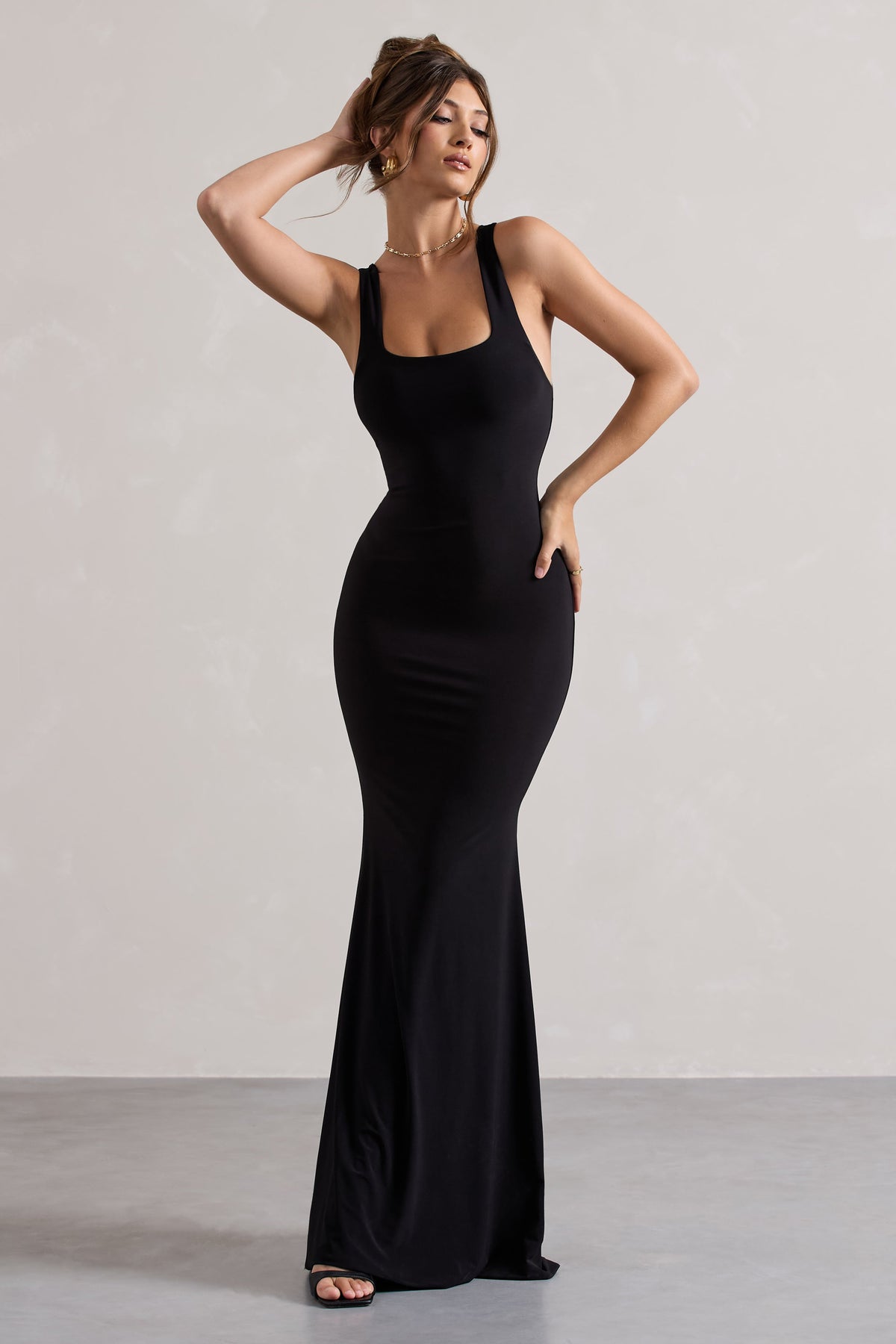 Mahina | Black Square-Neck Maxi Dress