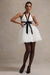 Eclair | Black & White Plunge-Neck Mini Dress With Tulle Skirt