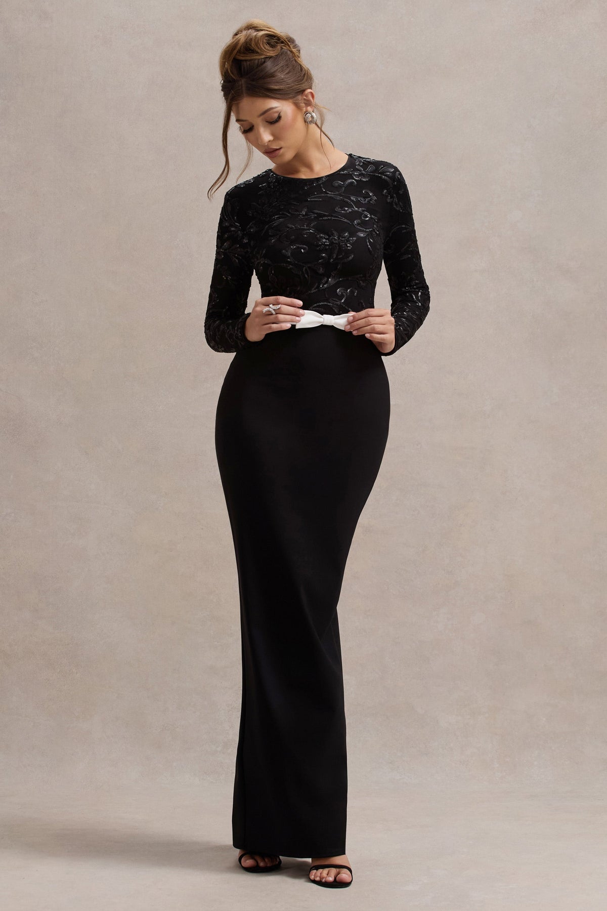 Zenith | Black Lace Long-Sleeve Maxi Dress