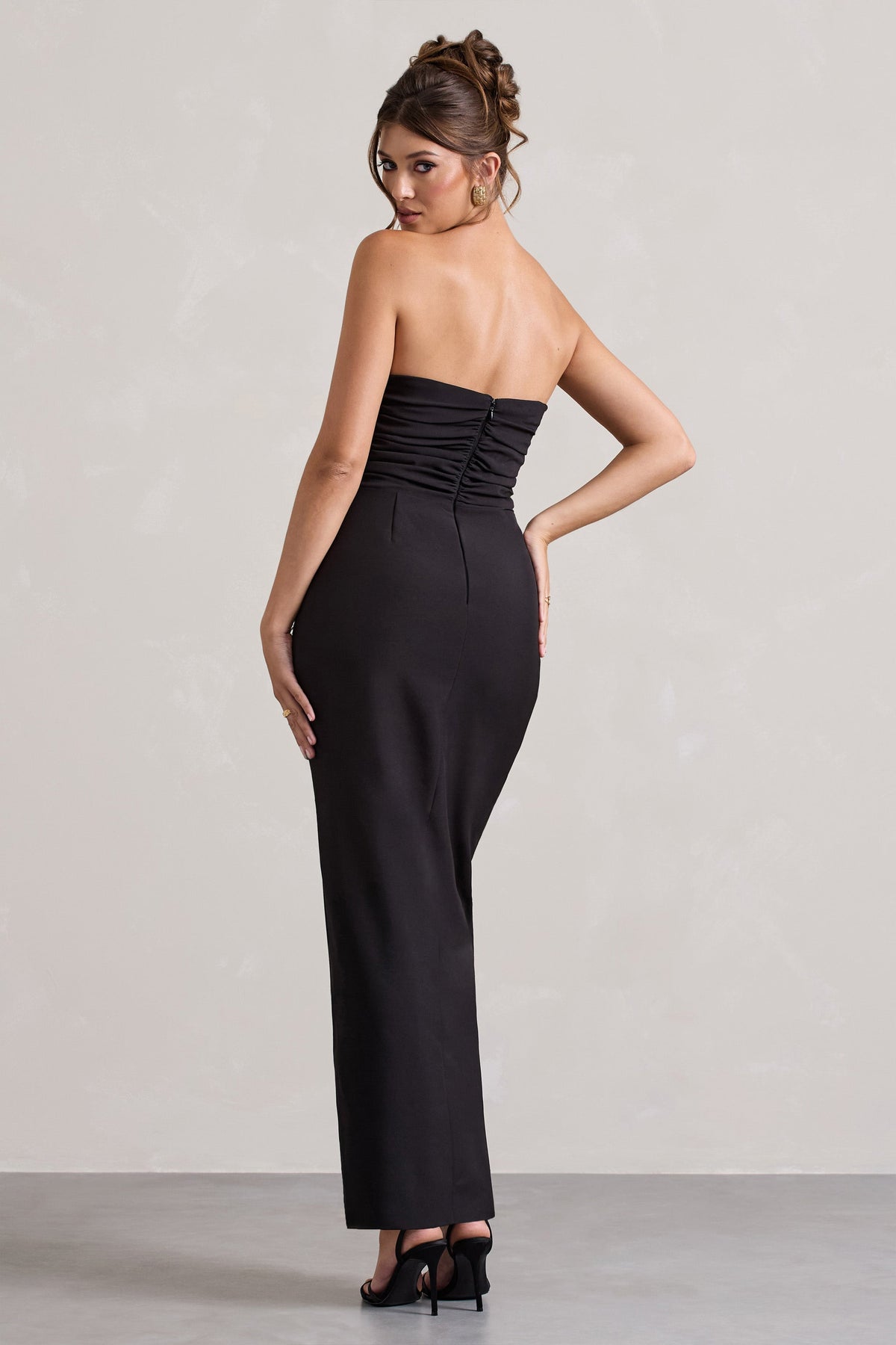 bandeau wrap detail maxi dress Women's Shape Sage Green Bandeau Wrap Tie Waist Maxi Dress