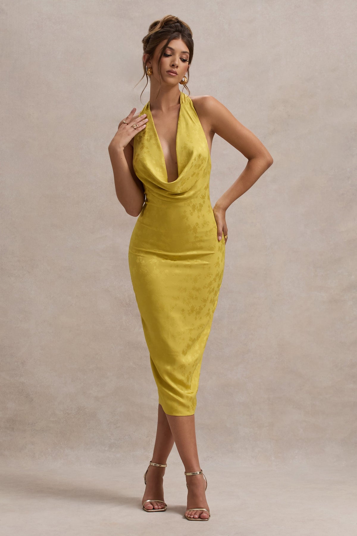 mustard yellow bodycon midi dress Mustard Off The Shoulder Bandage Dress M
