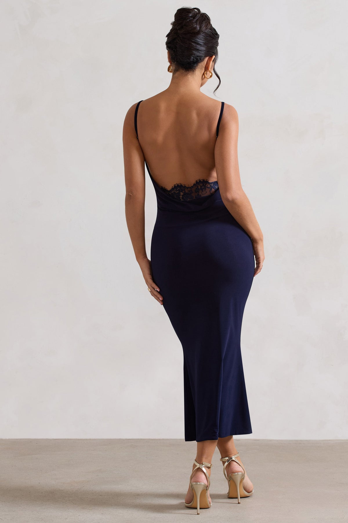 backless dress midi Solid backless midi dress - Black