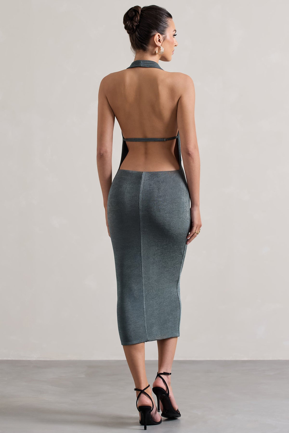 Raleigh Sage Green Cowl-Neck Midi Dress Club L London - SA Raleigh Sage Green Cowl-Neck Midi Dress Club L London - SA